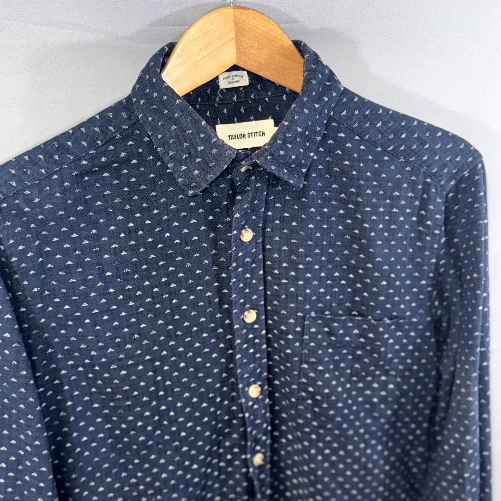 Taylor Stitch Taylor Stitch Shirt Mens Medium Navy Blue Long Sleeve Button Down Micro Print Size US L / EU 52-54 / 3 - 3 Thumbnail