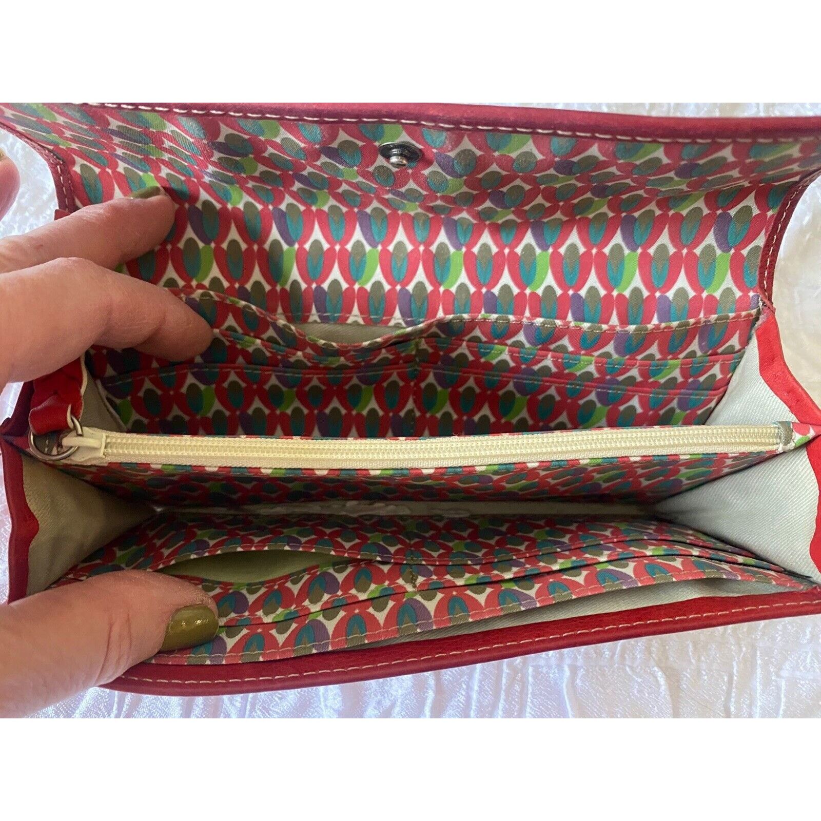 Fossil Fossil Trifold Full Size Wallet Soft Red Leather Womens Size ONE SIZE - 2 Thumbnail