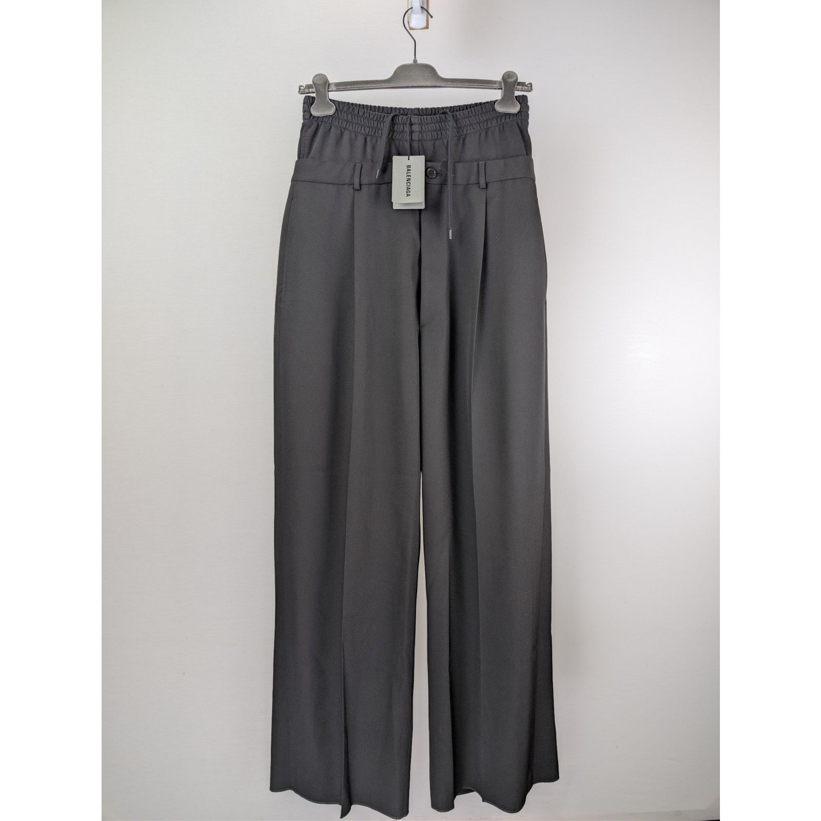 Balenciaga o1rshd1 Dry Wool Twill Hybrid Tailoring Pants in Black Size US 30 / EU 46 - 1 Thumbnail