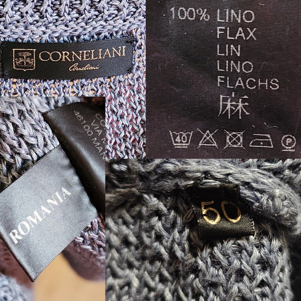Corneliani Corneliani Blue 100% Linen Knit Button Front Cardigan Size US M / EU 48-50 / 2 - 5 Thumbnail