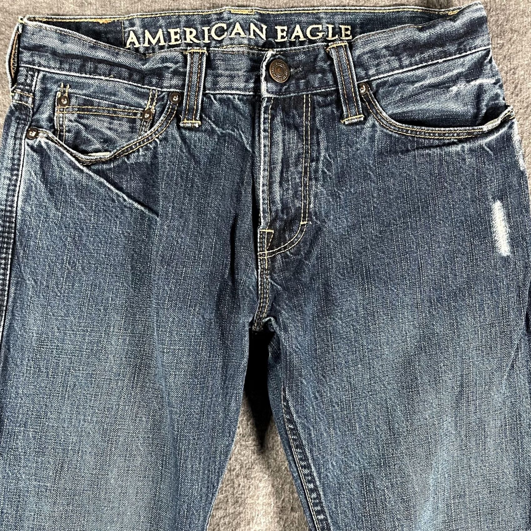 American Eagle Outfitters American Eagle Jeans Mens 30x30 Blue Straight Leg Distressed Denim 30in Regular Waist 30in Hong Kong Black? Size US 30 / EU 46 - 2 Thumbnail
