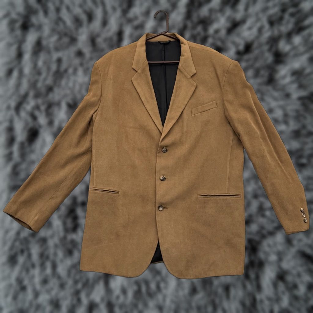 Vintage VINTAGE Carlo Stella Suit Coat Mens 44L Regular Notch Lapel Three-Button Single-Breasted Brown City Preppy Office Dapper Professional Men Size 44R - 1 Thumbnail