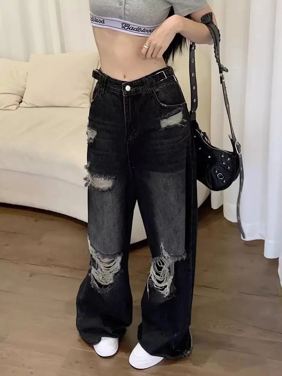 Japanese Brand Straight and loose ripped jeans Size US 32 / EU 48 - 4 Thumbnail