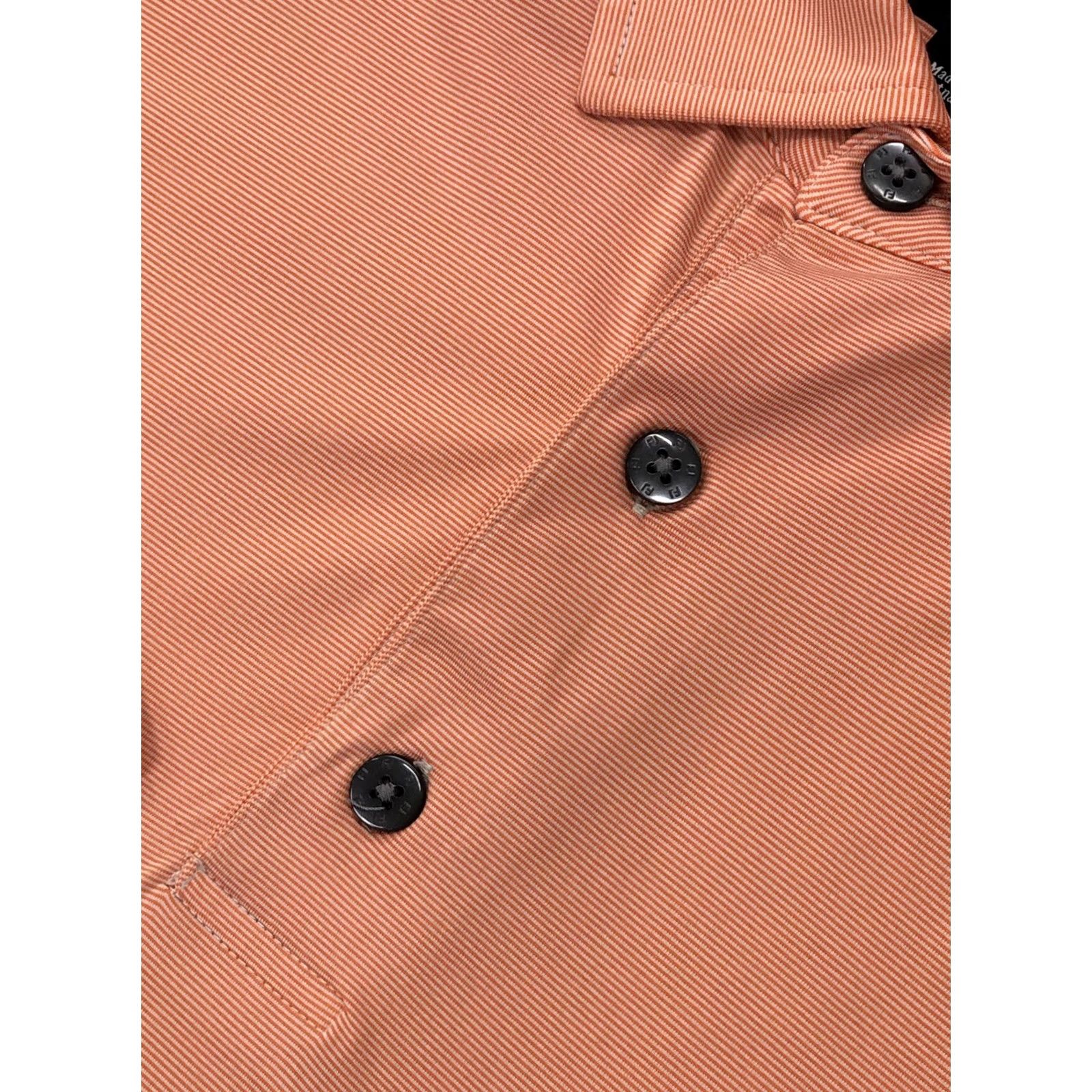 Footjoy FOOTJOY Polo Shirt S/S Golf XL Polyester Spandex Orange White PinStriped Multicolor Men Short Sleeve Polo shirt XL FootJoy Mens Size US XL / EU 56 / 4 - 5 Thumbnail
