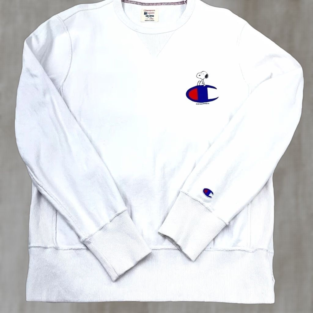 Champion Champion Sweatshirt Men Large White Snoopy Peanuts Retro Pullover Crew Neck Sweatshirt Size US L / EU 52-54 / 3 - 1 Thumbnail