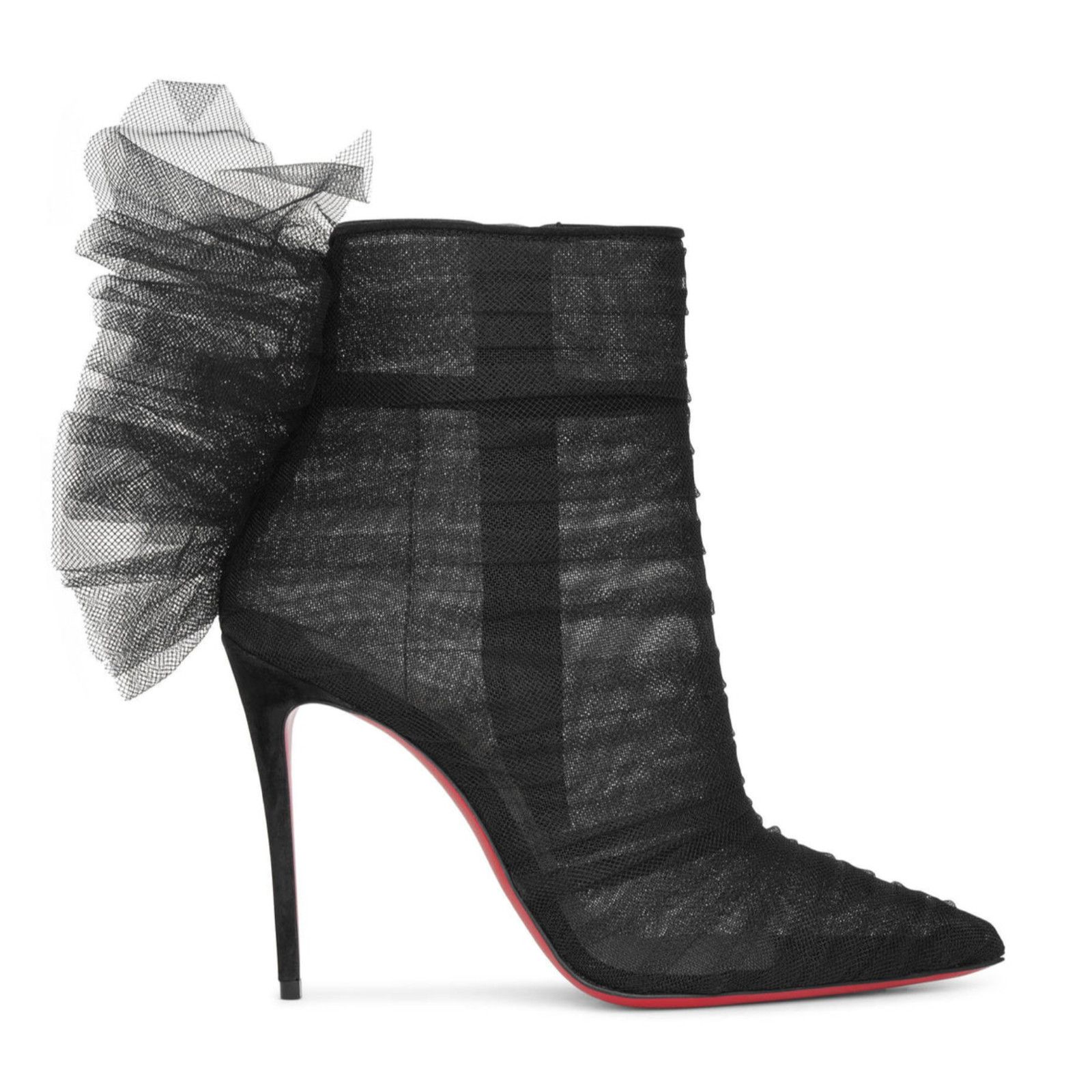 Christian Louboutin Christian Louboutin Libellibooty 100 Black Mesh Tulle Ankle Size US 7.5 / IT 37.5 - 4 Thumbnail