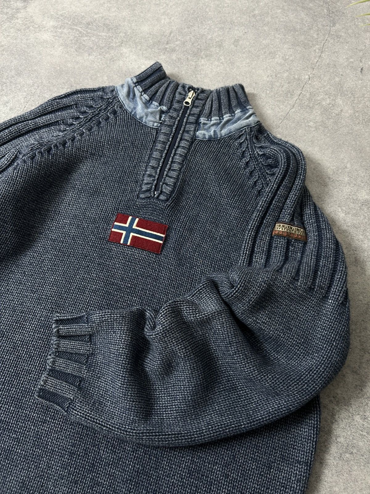 Napapijri Napapijri Wool 1/4 zip washed blue sweaters mens Size US L / EU 52-54 / 3 - 3 Thumbnail