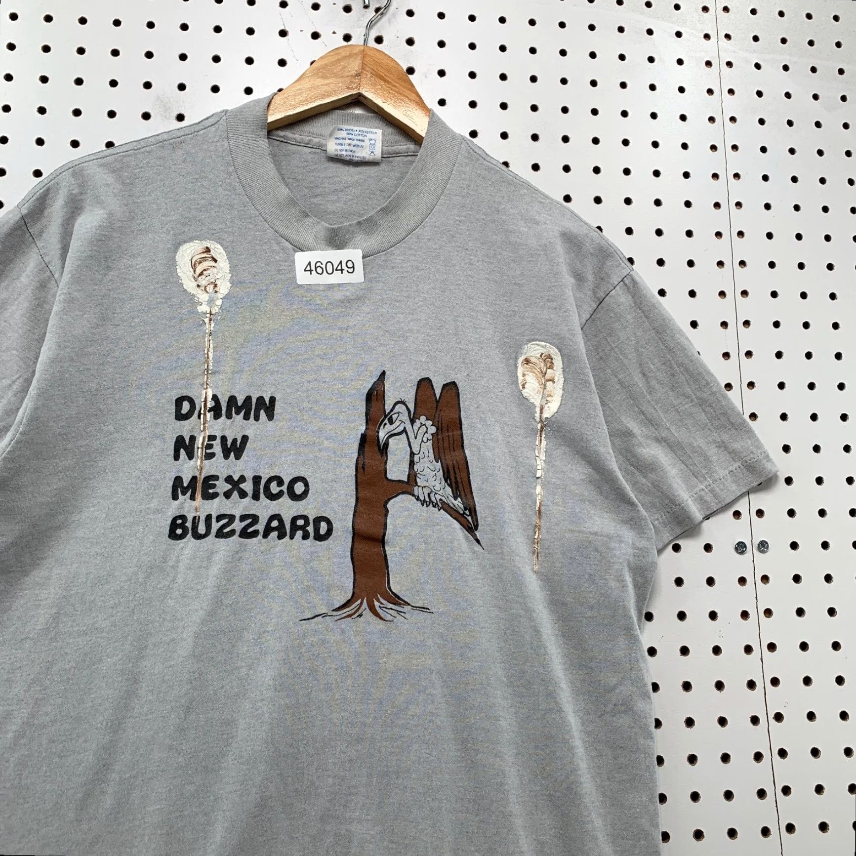Vintage VINTAGE Funny Vulture Shirt Mens L Gray New Mexico Buzzard USA 90s Bird 80s Shirt Mens Large Gray Cotton T-Shirt Crew Neck Short Sleeve USA Size US L / EU 52-54 / 3 - 3 Thumbnail