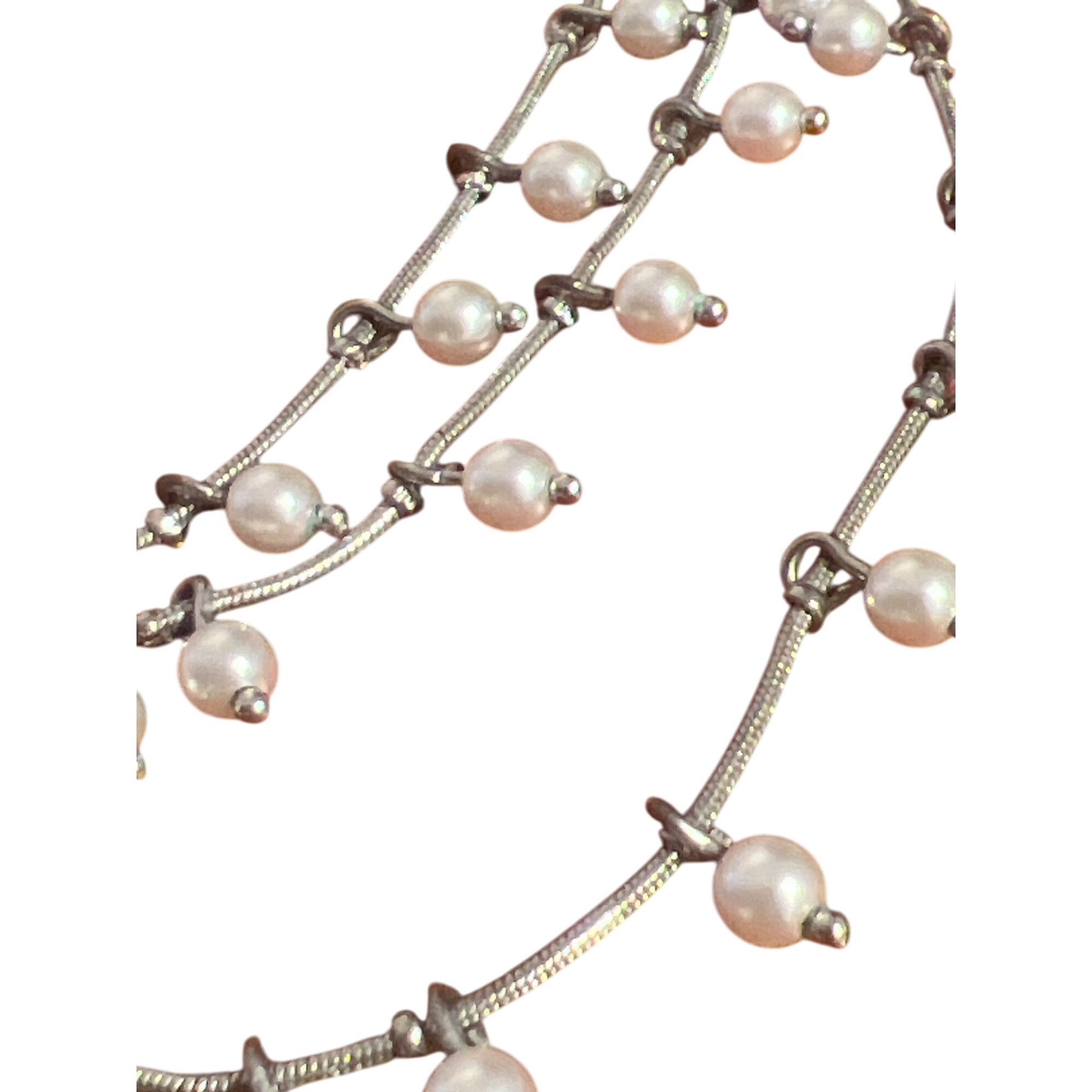 Anne Klein Anne Klein Silver Tone Layered Necklace Faux Pearl Dangles S Size ONE SIZE - 2 Thumbnail