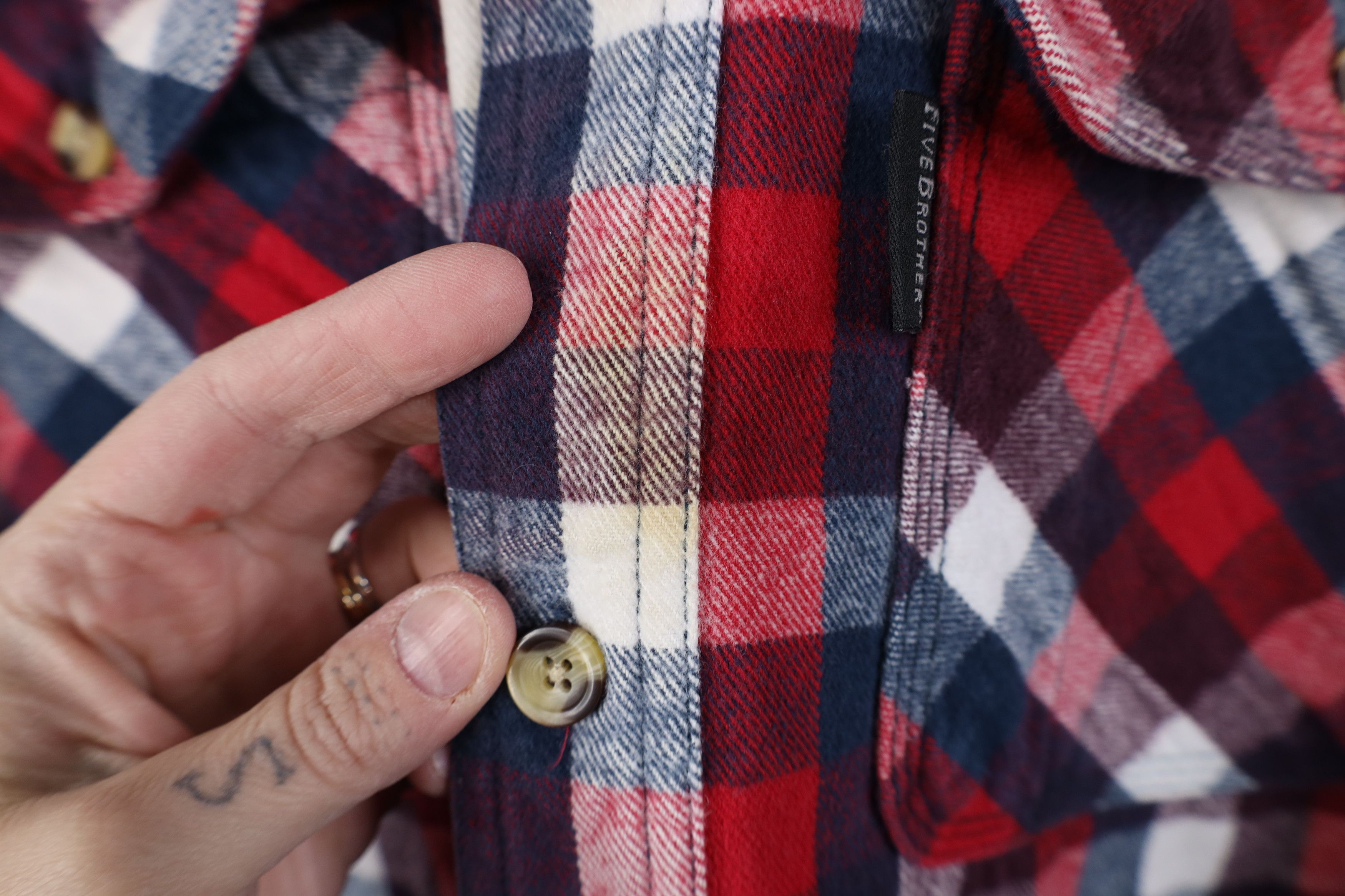 FiveBrother Vintage 90s Five Brother Flannel Button Shirt Plaid Size US XXL / EU 58 / 5 - 4 Thumbnail