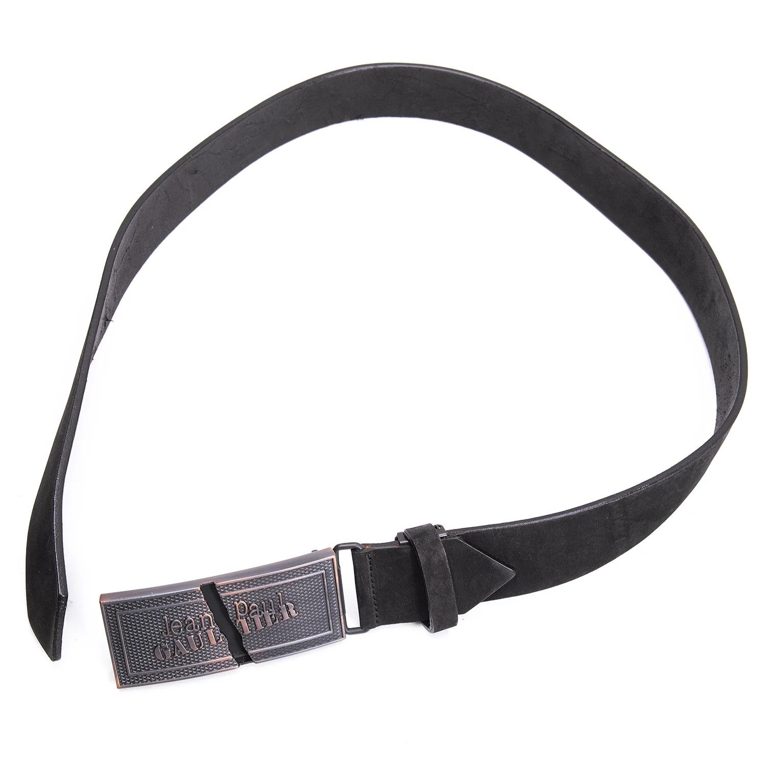 Jean Paul Gaultier Broken Logo Buckle Leather Belt in Black Size ONE SIZE - 2 Thumbnail