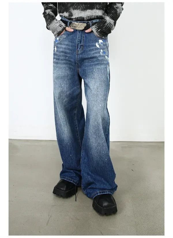 Japanese Brand Hitomi x Nami Men's street retro ink-splashed trendy jeans Size US 32 / EU 48 - 2 Thumbnail