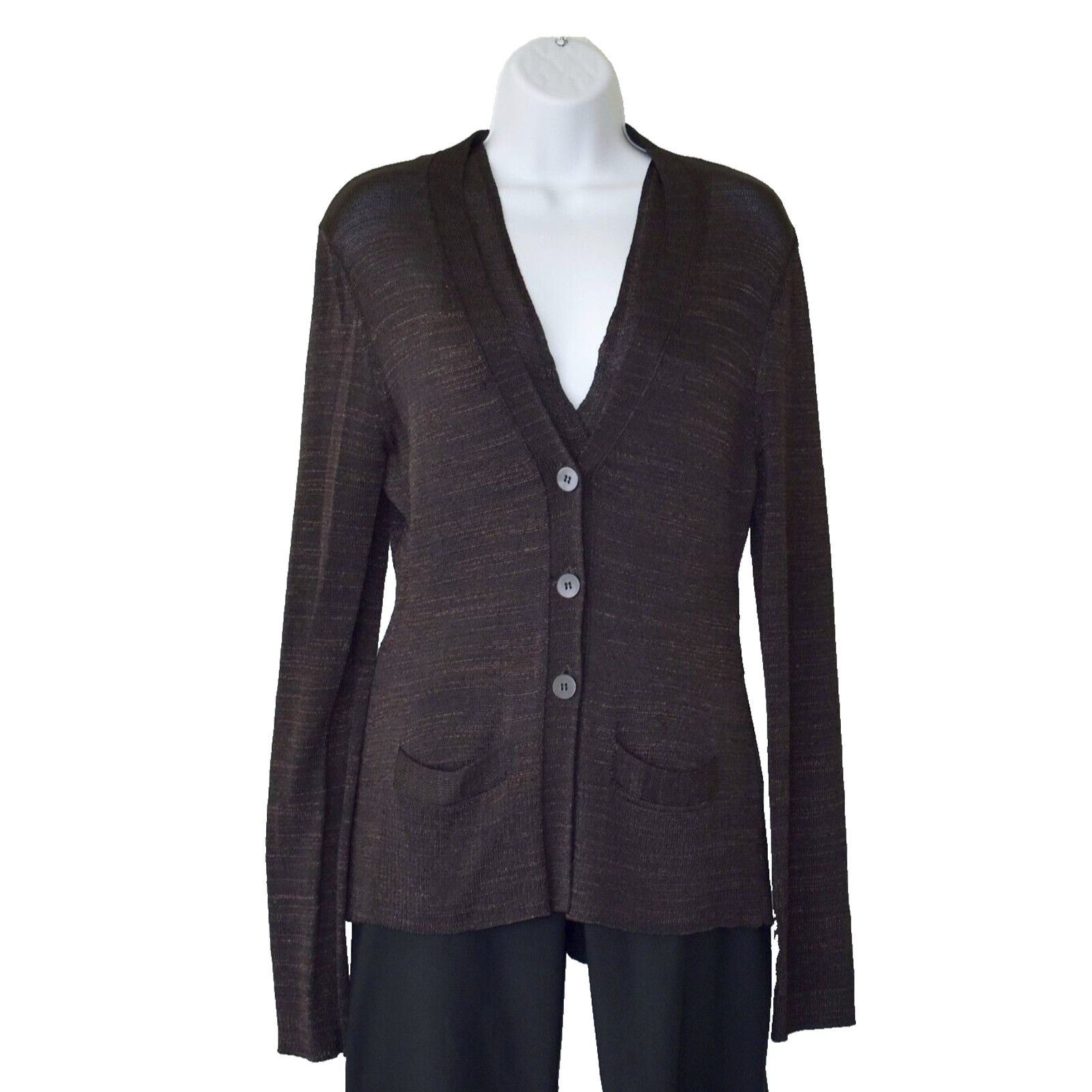 Donna Karan DONNA KARAN Brown Knit Wrap Detail Top & Cardigan 2 Pc Set M Size M / US 6-8 / IT 42-44 - 1 Thumbnail