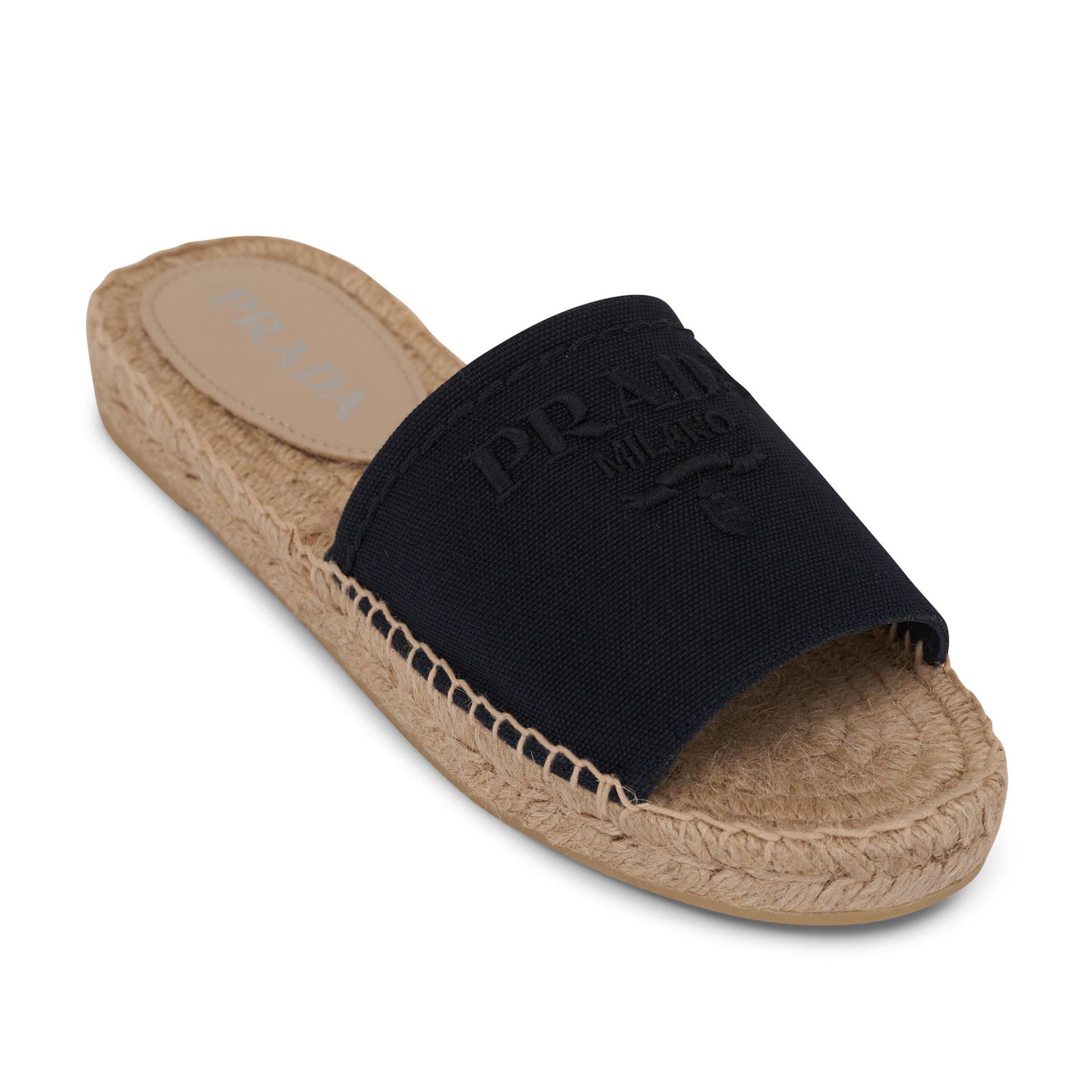 Prada Prada Baltico Blue Canvas Plaque Logo Slide Open Toe Size US 8 / IT 38 - 1 Thumbnail