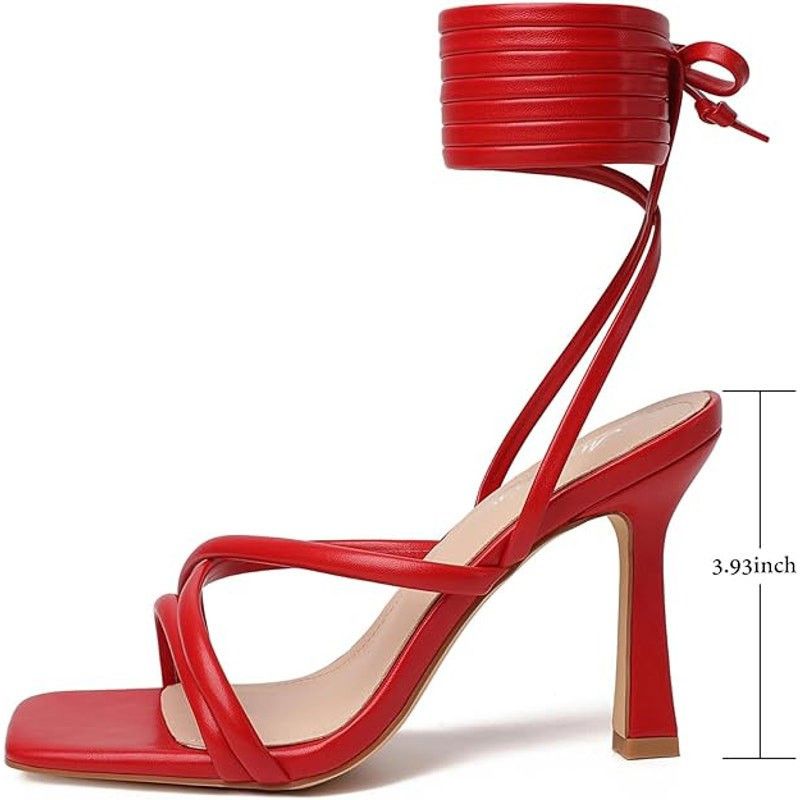 Other Mostrin Women's Size 9 Red Lace-Up Ankle Wrap Heels Size US 9 / IT 39 - 1 Thumbnail