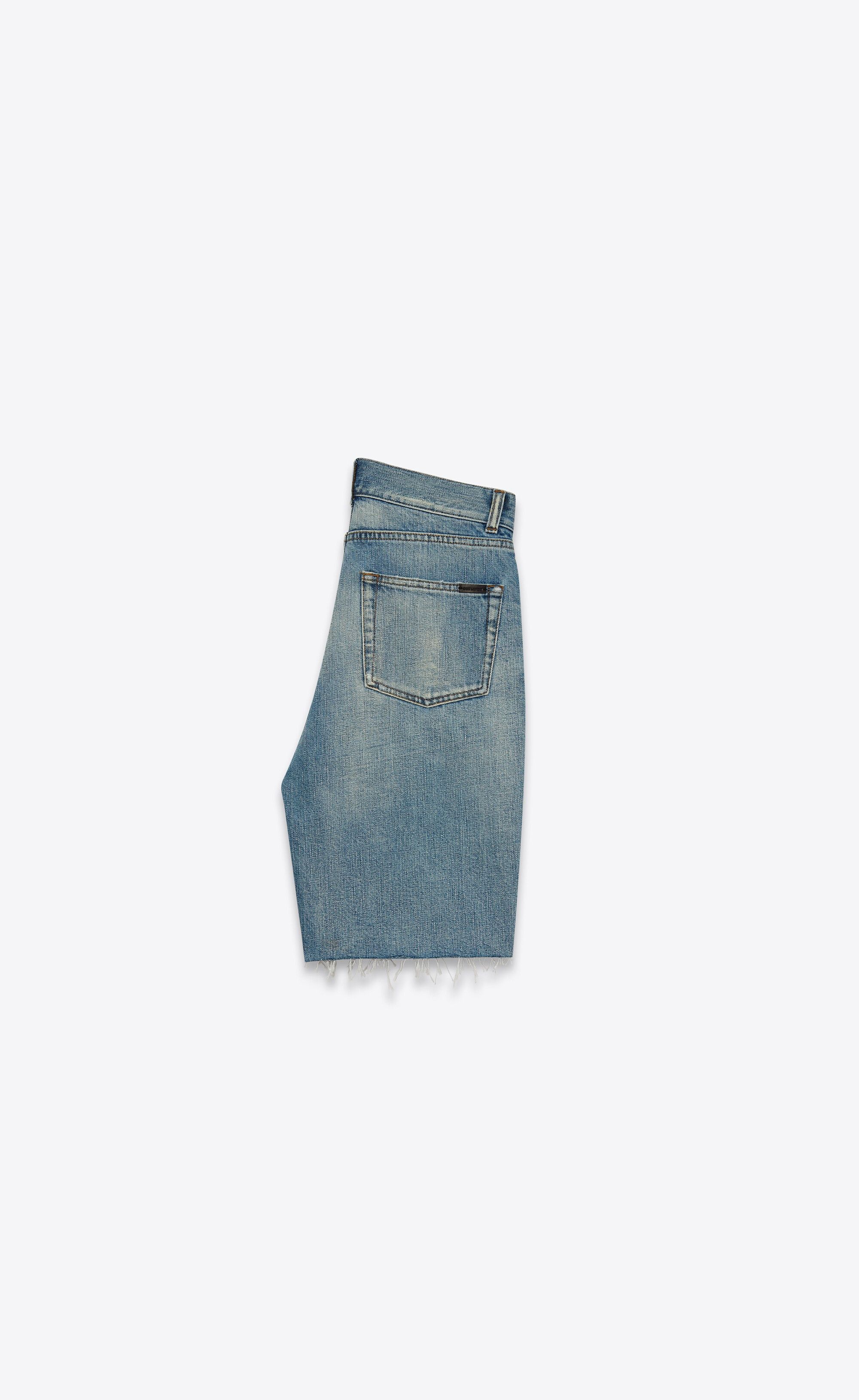 Saint Laurent Paris o1s1wg110325 644079 Raw-Edge Shorts in Light Winter Denim Size 27" / US 4 / IT 40 - 2 Thumbnail