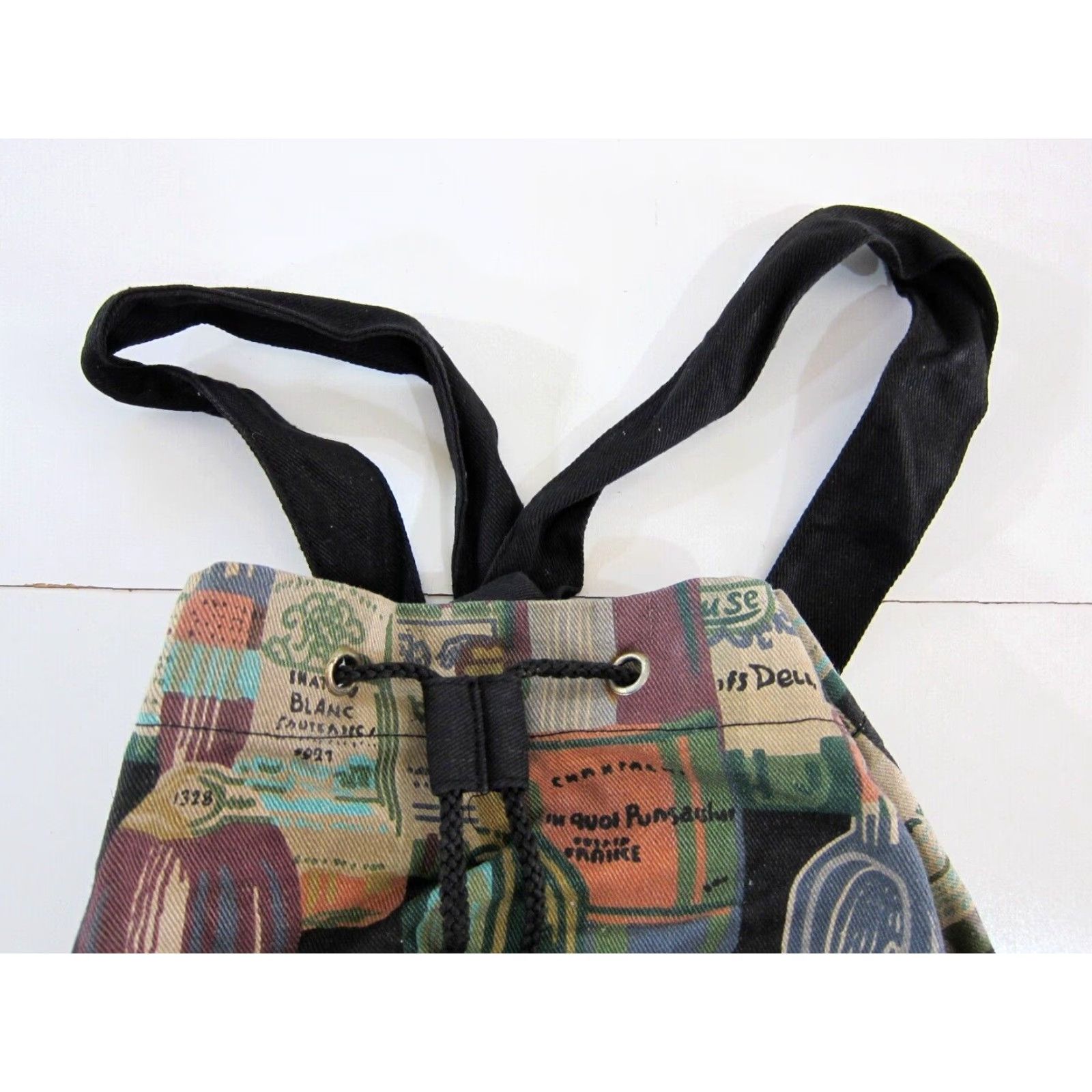 Vintage Vintage Cotton Canvas Backpack Bag Unbranded Unisex Adults Black 13.5" depth 16" width Italy Cotton Blend Vintage Bag Backpack Size ONE SIZE - 3 Thumbnail