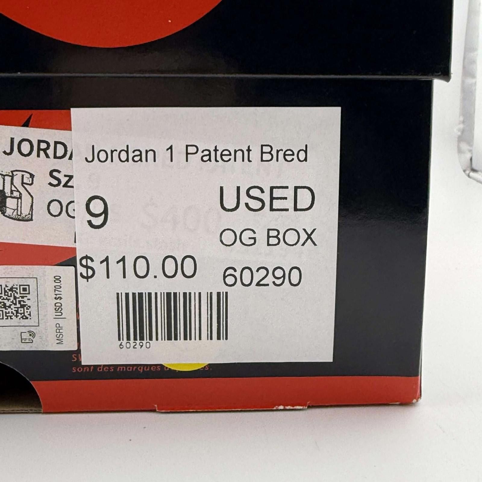 Nike Air Jordan 1 Patent Bred US 9 Used Size US 9 / EU 42 - 9 Thumbnail