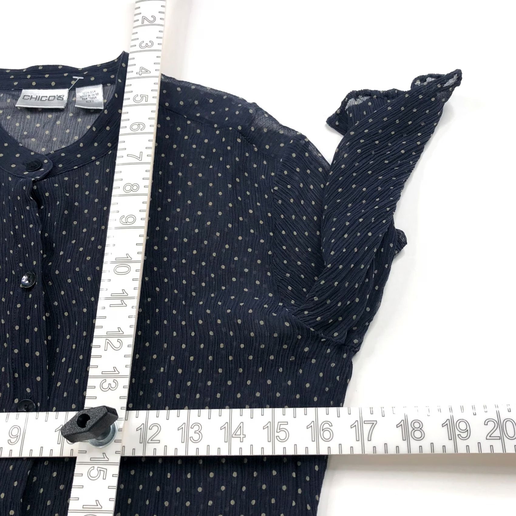 Vintage Chico's Button-Up Silk Shirt Blue Beige PLS READ Shirt Womens Regular Size 1 Long Sleeve Vintage No Size XS / US 0-2 / IT 36-38 - 5 Thumbnail