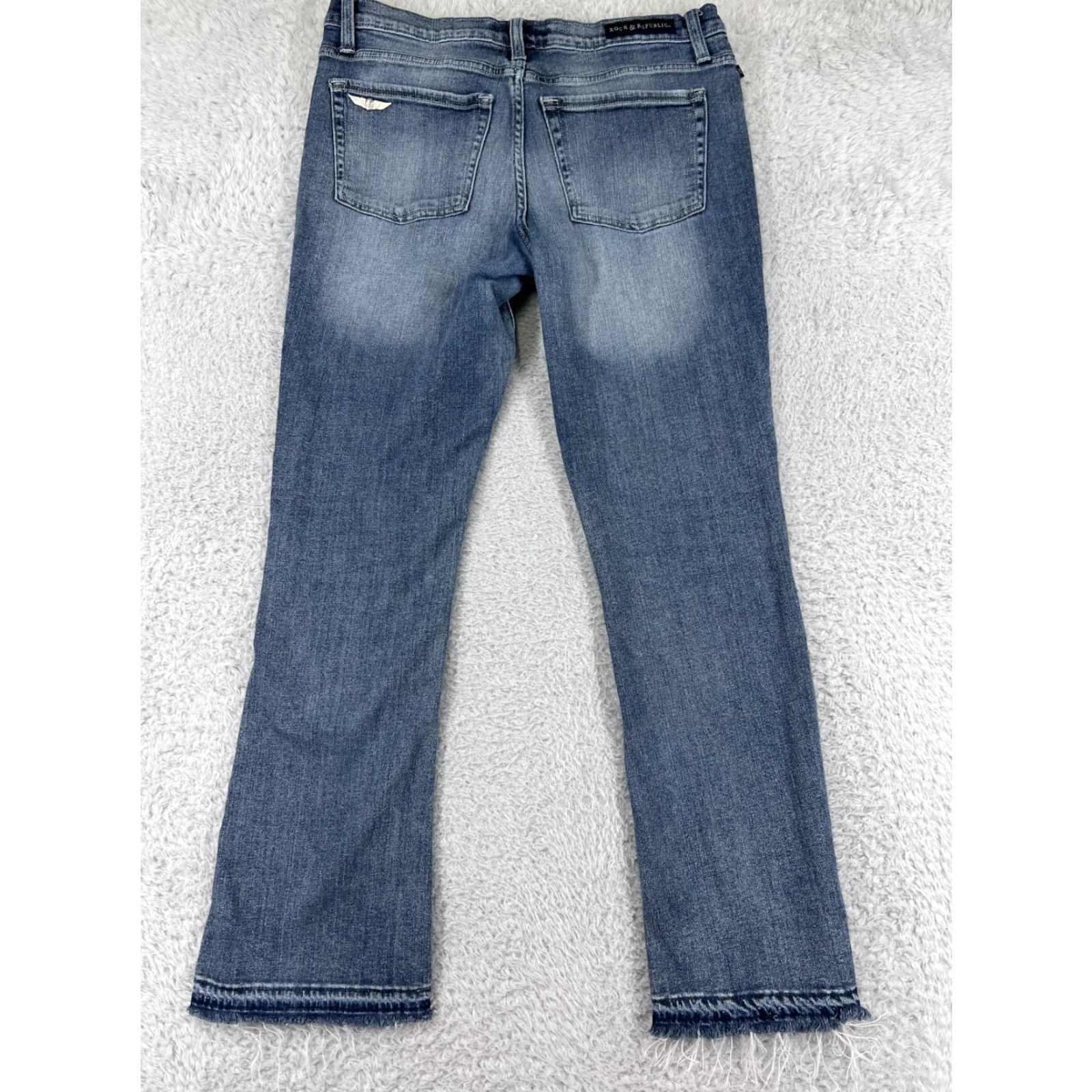 Vintage Rock & Republic Pants Womens 12 Blue Denim Bootcut Raw Hem Med Wash Western Size 34" / US 12 / IT 48 - 2 Thumbnail