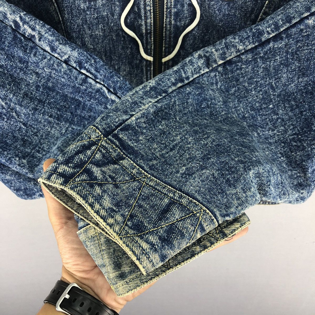 Japanese Brand Vintage Abiation Club Laces Baggy Denim Jacket Size S / US 4 / IT 40 - 8 Thumbnail