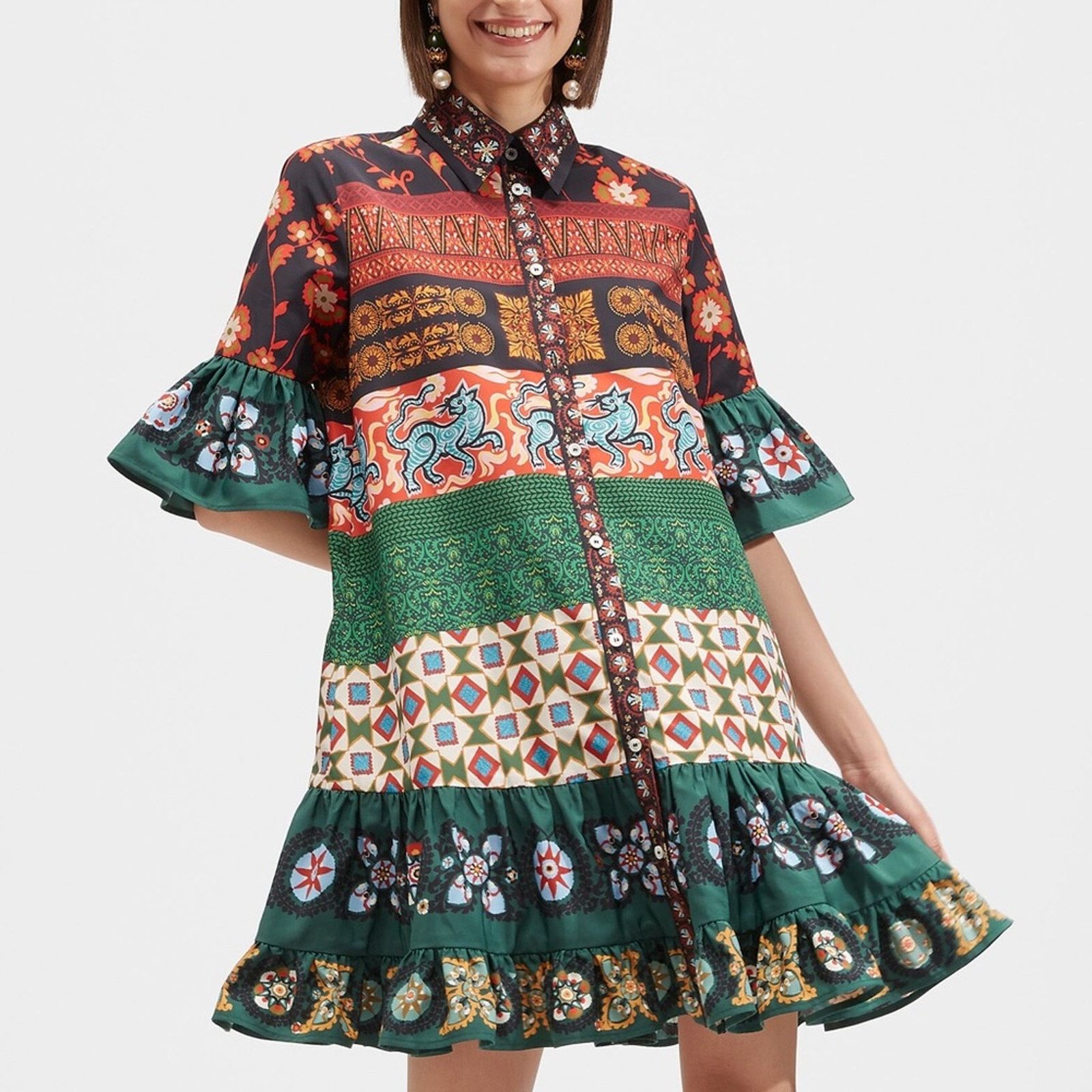 La DoubleJ NWOT LA DOUBLE J CHOUX Patchwork Mini DRESS XXS Size XXS / US 00 / IT 34 - 2 Thumbnail