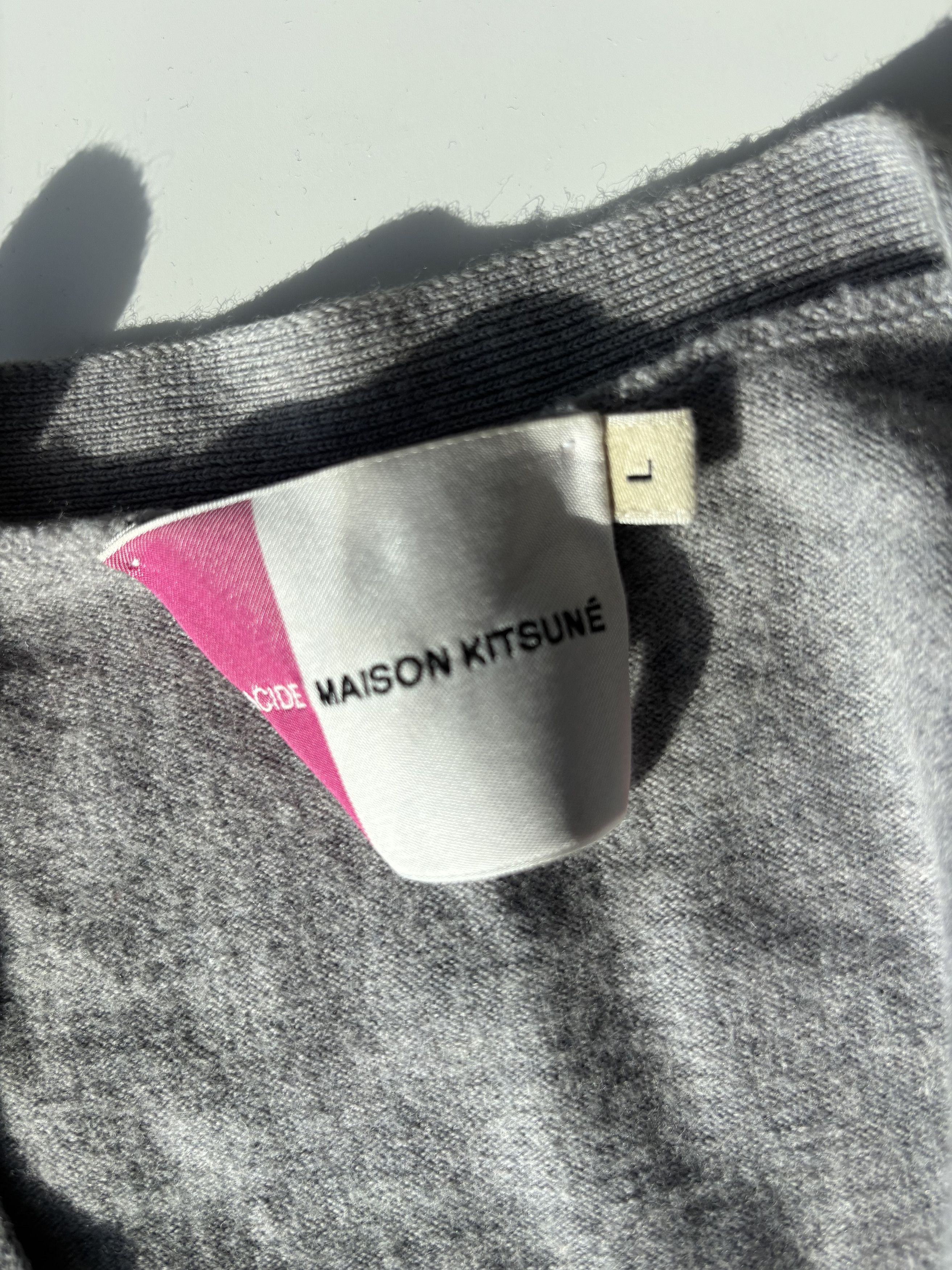 Ader Error × Maison Kitsune Maison Kitsuné Grey Cardigan with Fox Patch Size US L / EU 52-54 / 3 - 3 Thumbnail