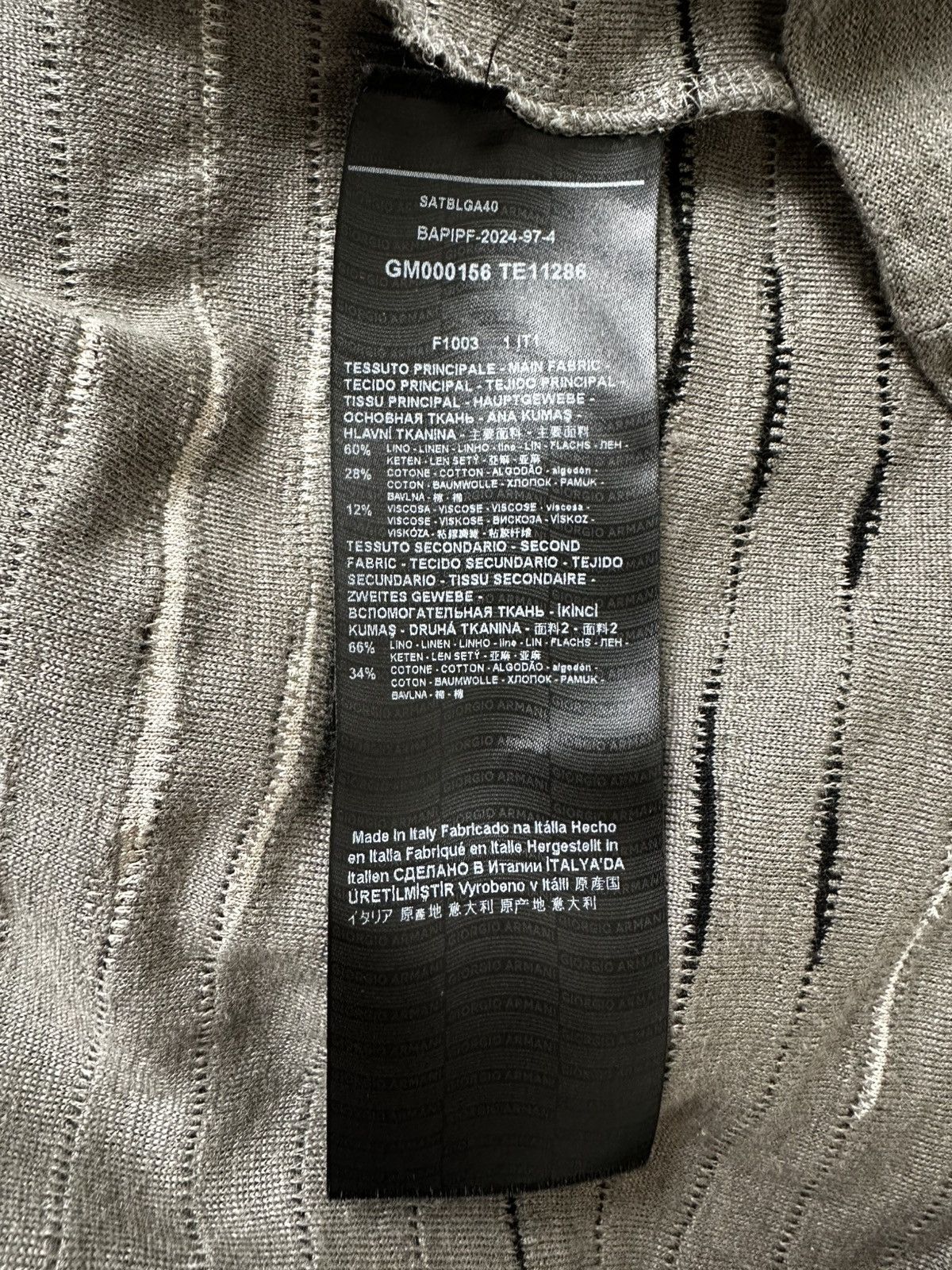 Giorgio Armani Giorgio Armani Long-Sleeved Polo Jaquard Striped Greige Size US M / EU 48-50 / 2 - 4 Thumbnail