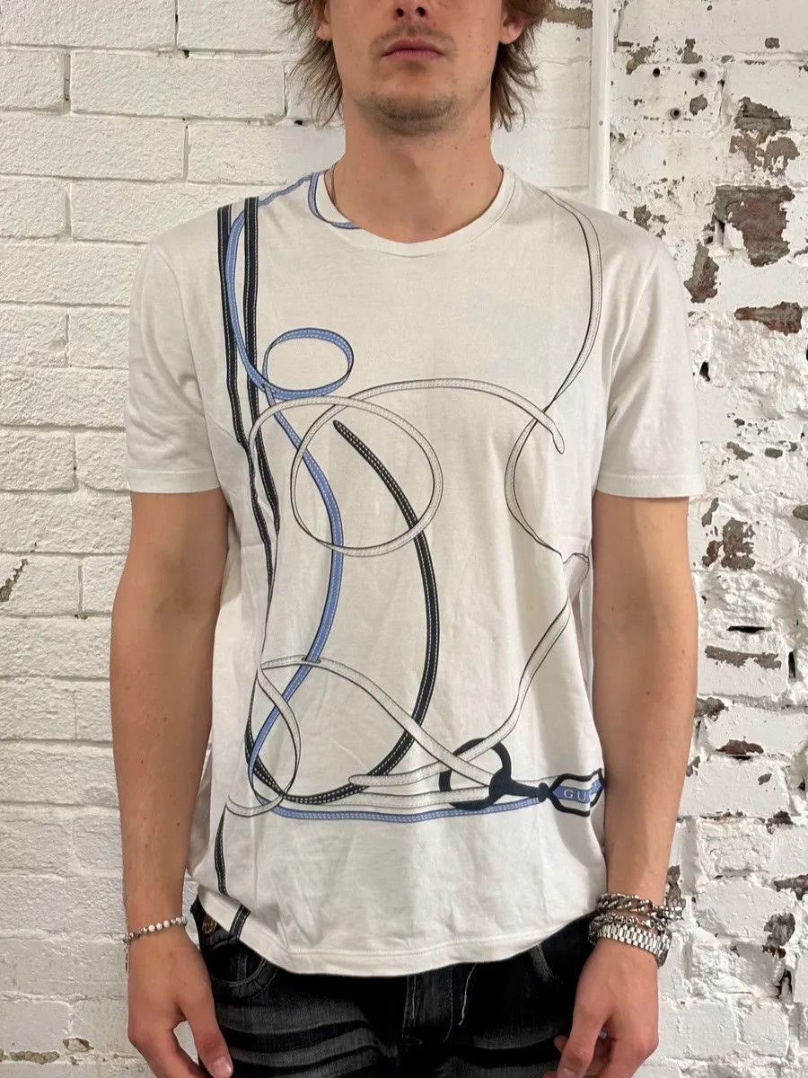 Gucci 2010s Gucci Harness Effect White T-Shirt Size US M / EU 48-50 / 2 - 2 Thumbnail