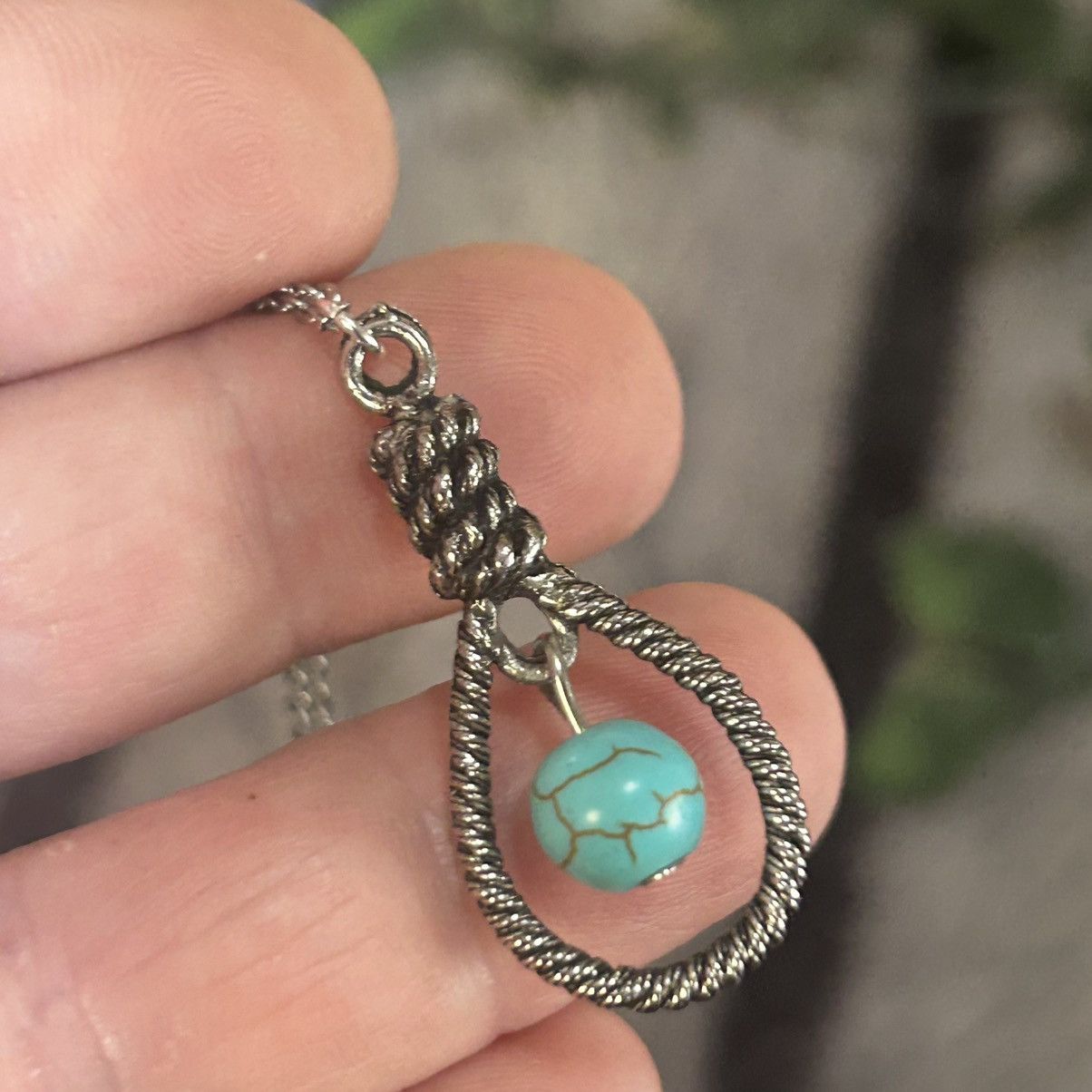 Handmade Handcrafted southwest rope turquoise pendant necklace Size ONE SIZE - 6 Thumbnail
