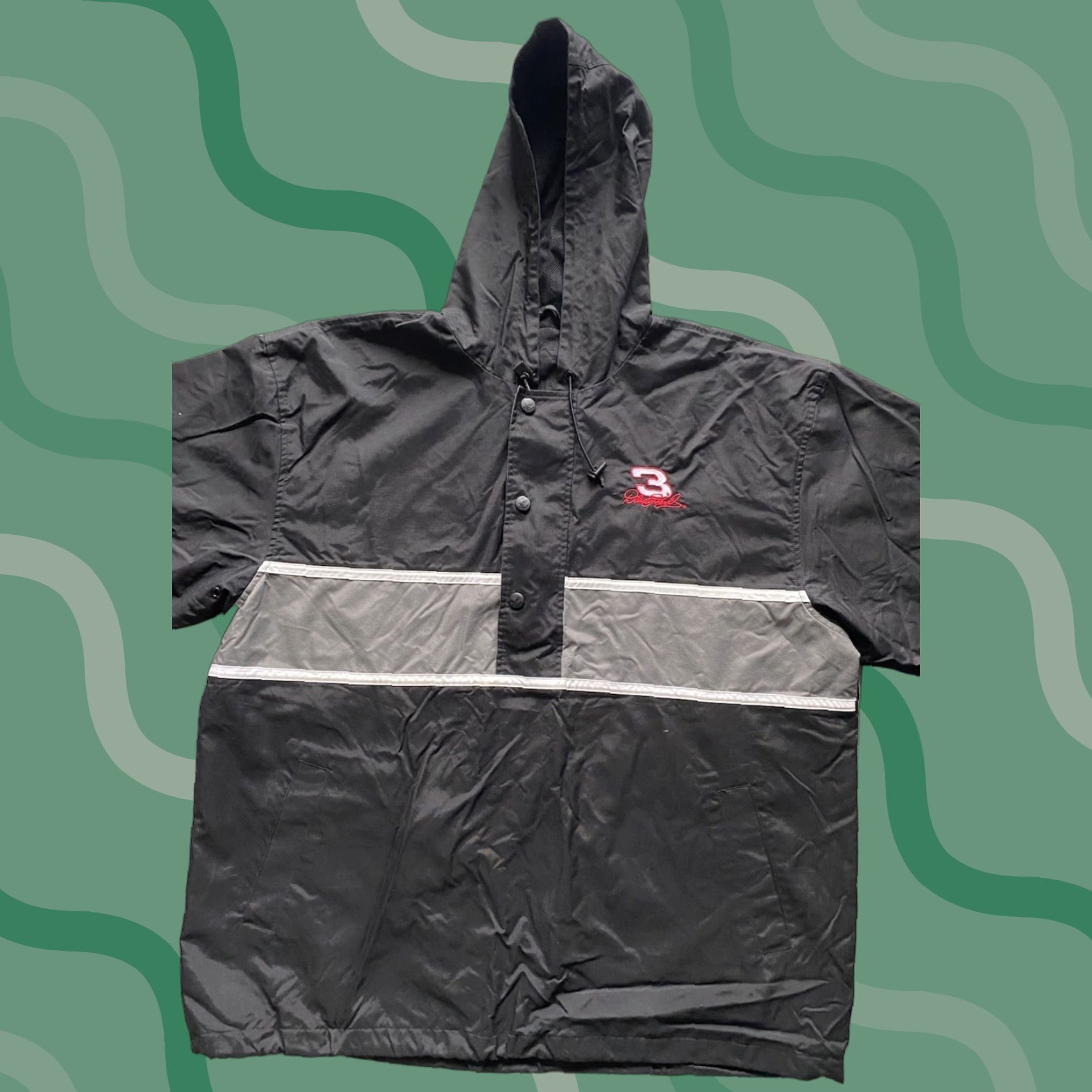 Chase Authentics VTG Chase Authentics MENS XL Dale Earnhardt Hooded Lined Pullover Windbreaker Black Gray Jacket Men XL Size US XL / EU 56 / 4 - 1 Thumbnail