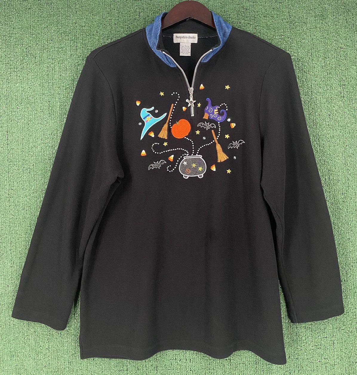Other Vintage Y2K Halloween Witch Pumpkin Candy 1/2 Zip Shirt Size L / US 10 / IT 46 - 1 Thumbnail
