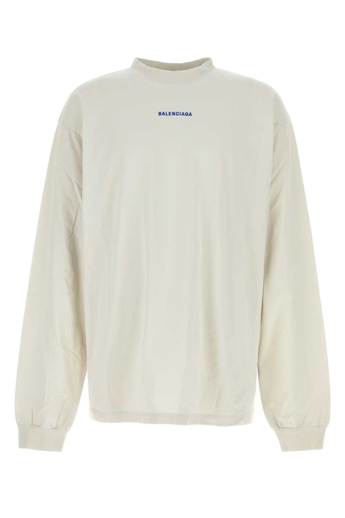 Balenciaga Chalk Cotton T-Shirt Size US XS / EU 42 / 0 - 1 Thumbnail