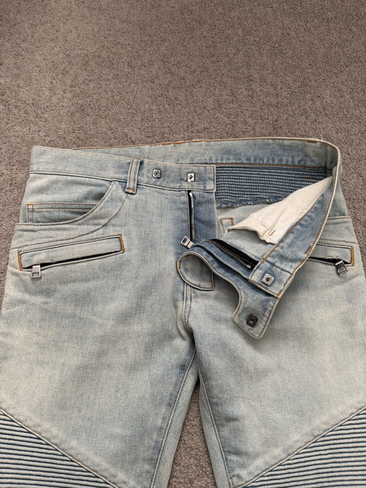 Balmain SS16 Balmain Olivier Rousteing Zip Biker Denim Jeans Size US 30 / EU 46 - 7 Thumbnail