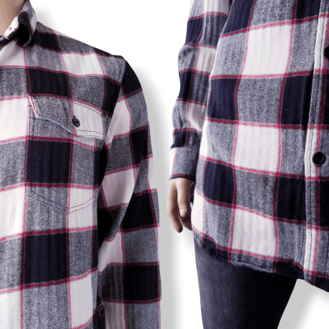 Been Trill Been Trill Black & White Plaid Flannel Long Line Logo Shirt Size US XL / EU 56 / 4 - 3 Thumbnail