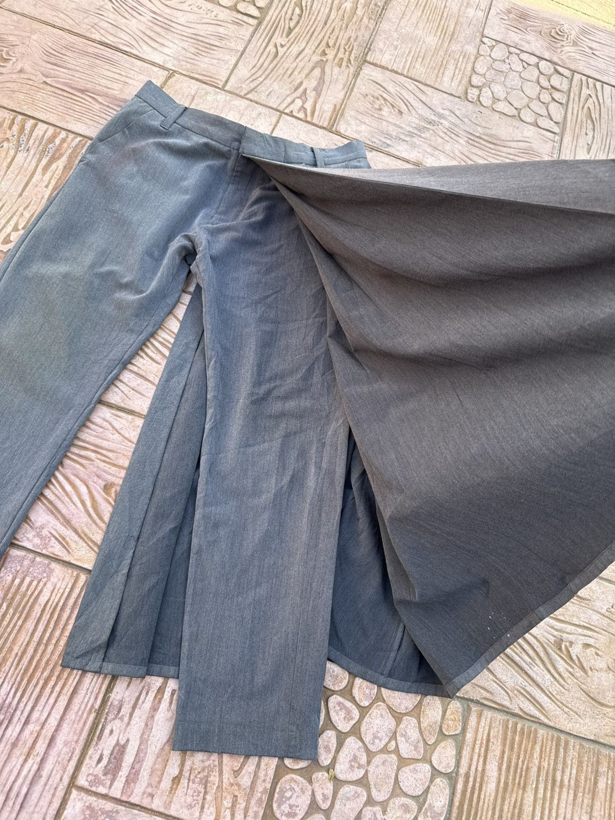 NO ID ARCHIVED💥Rare! NO ID BLACK Trouser Pleated Skirt Punk Style Size US 32 / EU 48 - 2 Thumbnail