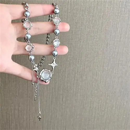 Jewelry Electro Chain Crystal Stone Silver Abstract Star Pop Fantasy Size ONE SIZE - 1 Thumbnail