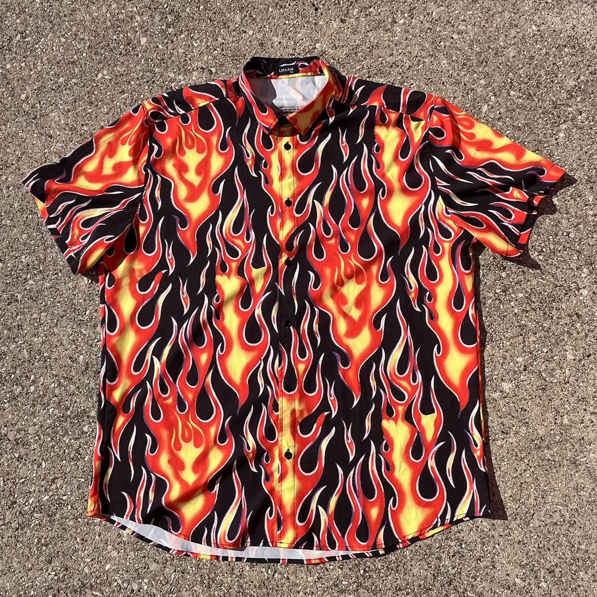 Japanese Brand × Vintage Vintage Punk Flames Button Up Shirt Size US XXL / EU 58 / 5 - 1 Thumbnail