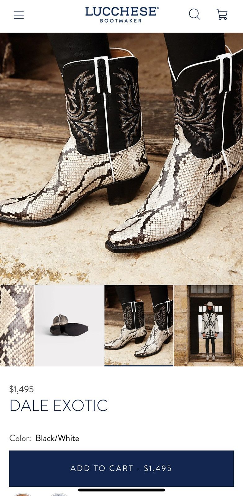 Lucchese New Lucchese Dale Exotic Python Boots Size 8.5 Black/White Size US 8.5 / IT 38.5 - 7 Thumbnail