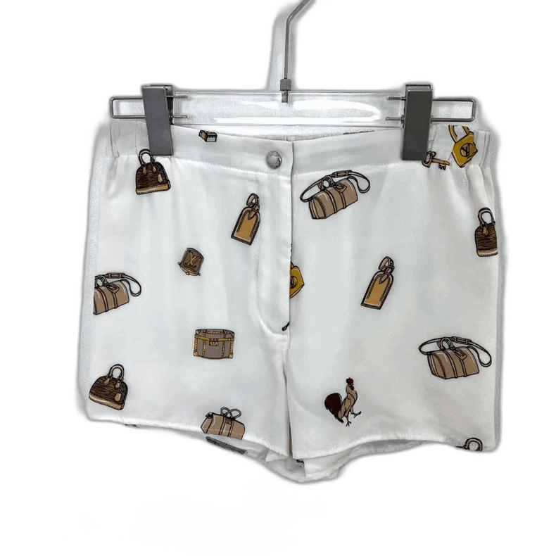 Louis Vuitton Louis Vuitton White Silk Printed Shorts-yf Size US 26 / EU 42 - 1 Thumbnail
