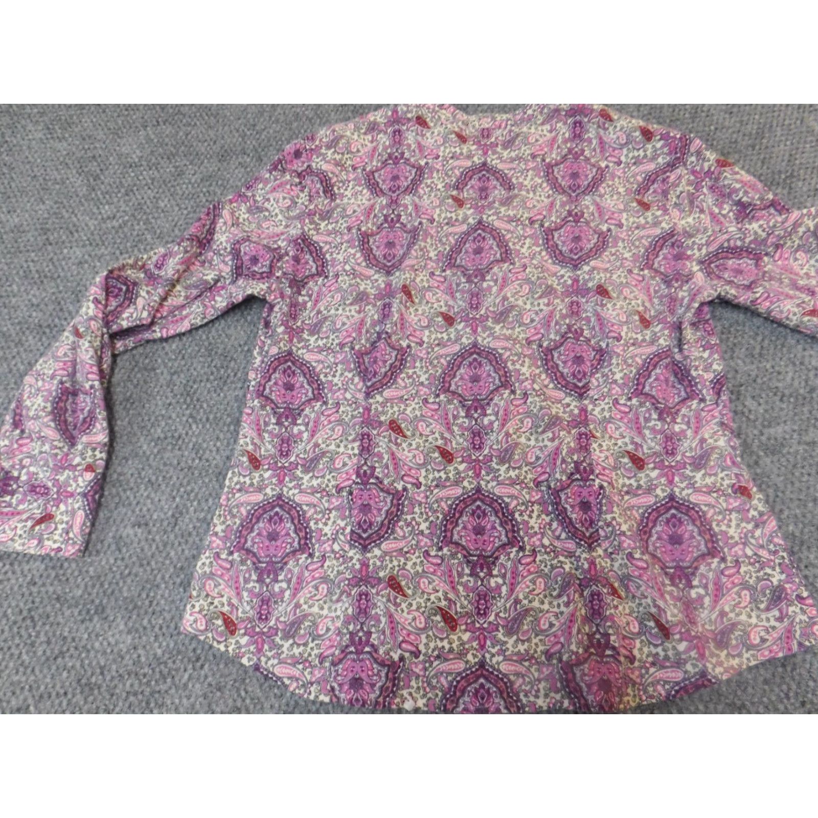 Charter Club Charter Club Blouse Womens 10 Purple Paisley Knit 100% Cotton Long Sleeve Cap Sleeve Button Round Neck Casual Regular Vintage: No Size L / US 10 / IT 46 - 7 Thumbnail