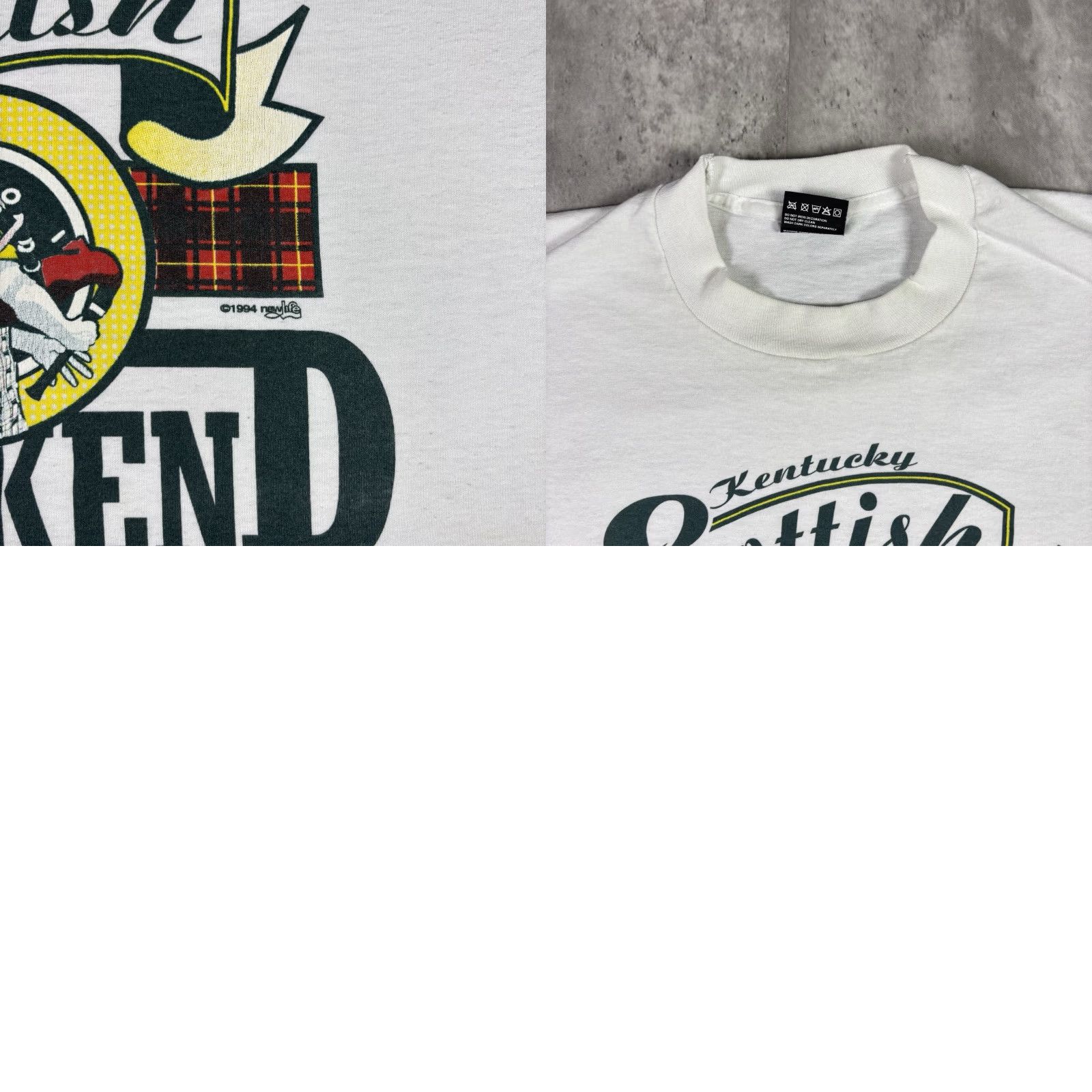 Fruit Of The Loom VINTAGE Kentucky Scottish Weekend T Shirt Promo Art Single Stitch L White 90s Fruit of the Loom Mens Size US L / EU 52-54 / 3 - 8 Thumbnail