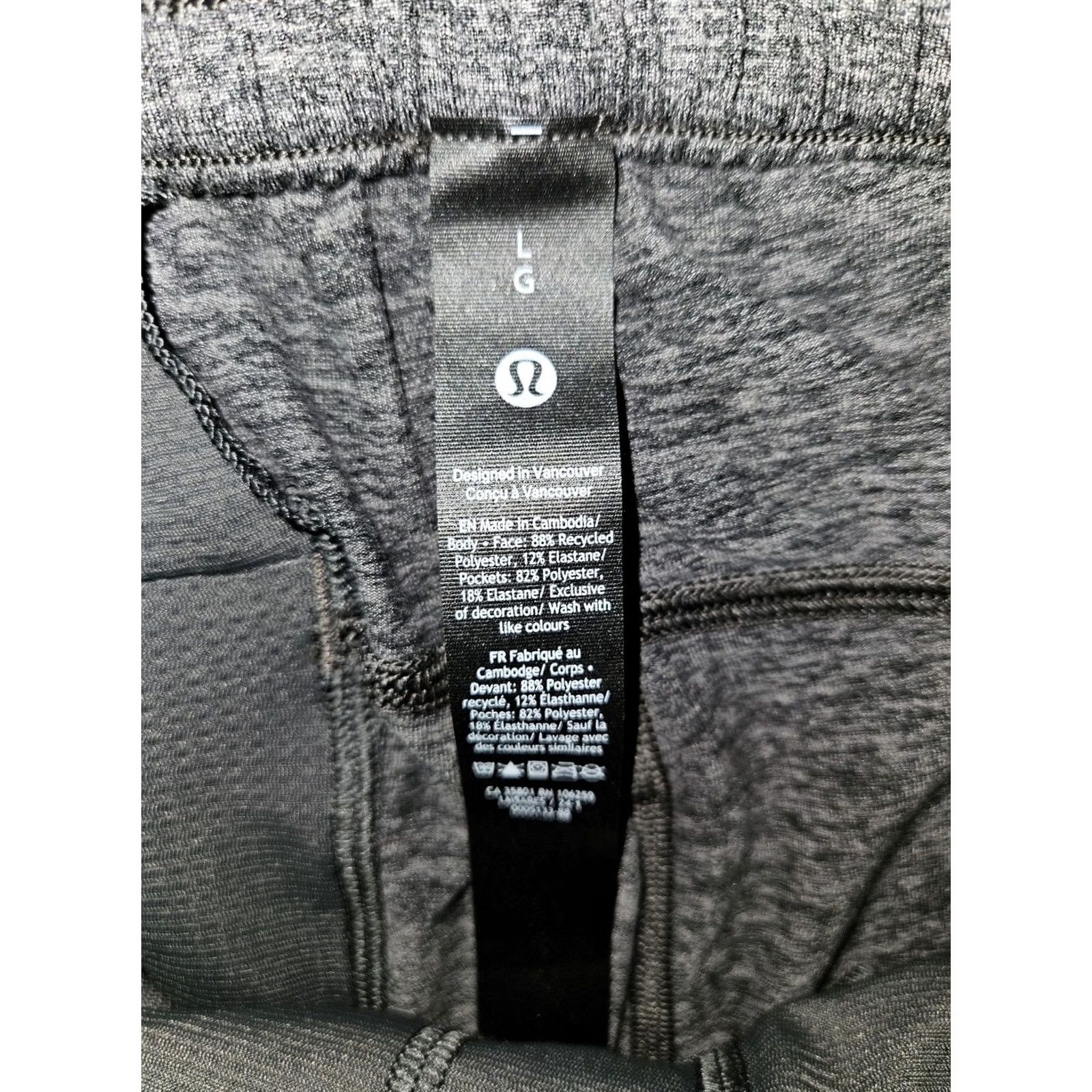 Lululemon Lululemon Pants Mens Large Gray Jogger Sweatpants Drawstring Recycled Polyester Heathered Dark Gray Pockets Logo Size US 33 - 2 Thumbnail