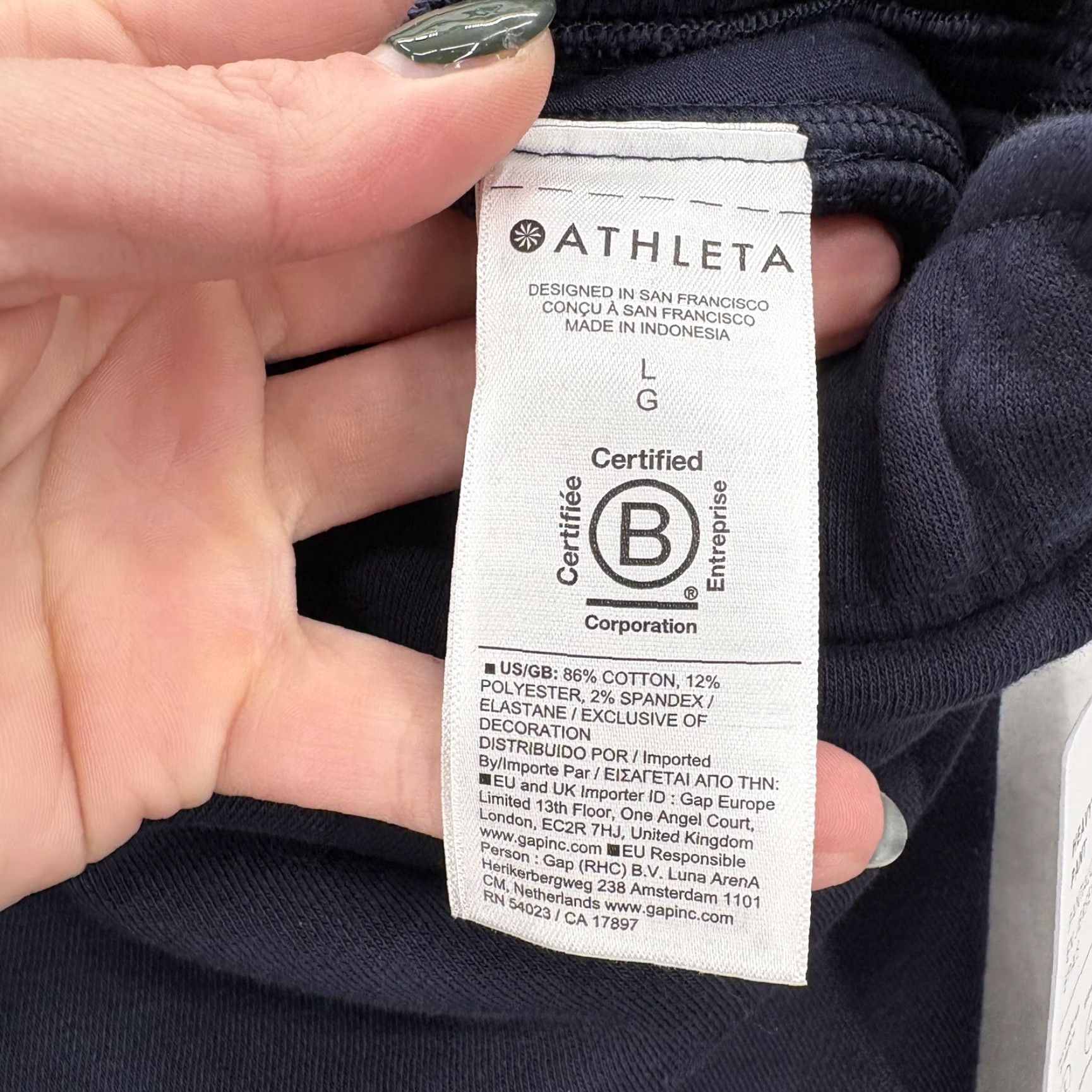 Athleta Athleta Heavyweight Terry Pants Womens Large Navy Sweatpants Lounge Cozy Stretch Size 36" / US 14 / IT 50 - 6 Thumbnail