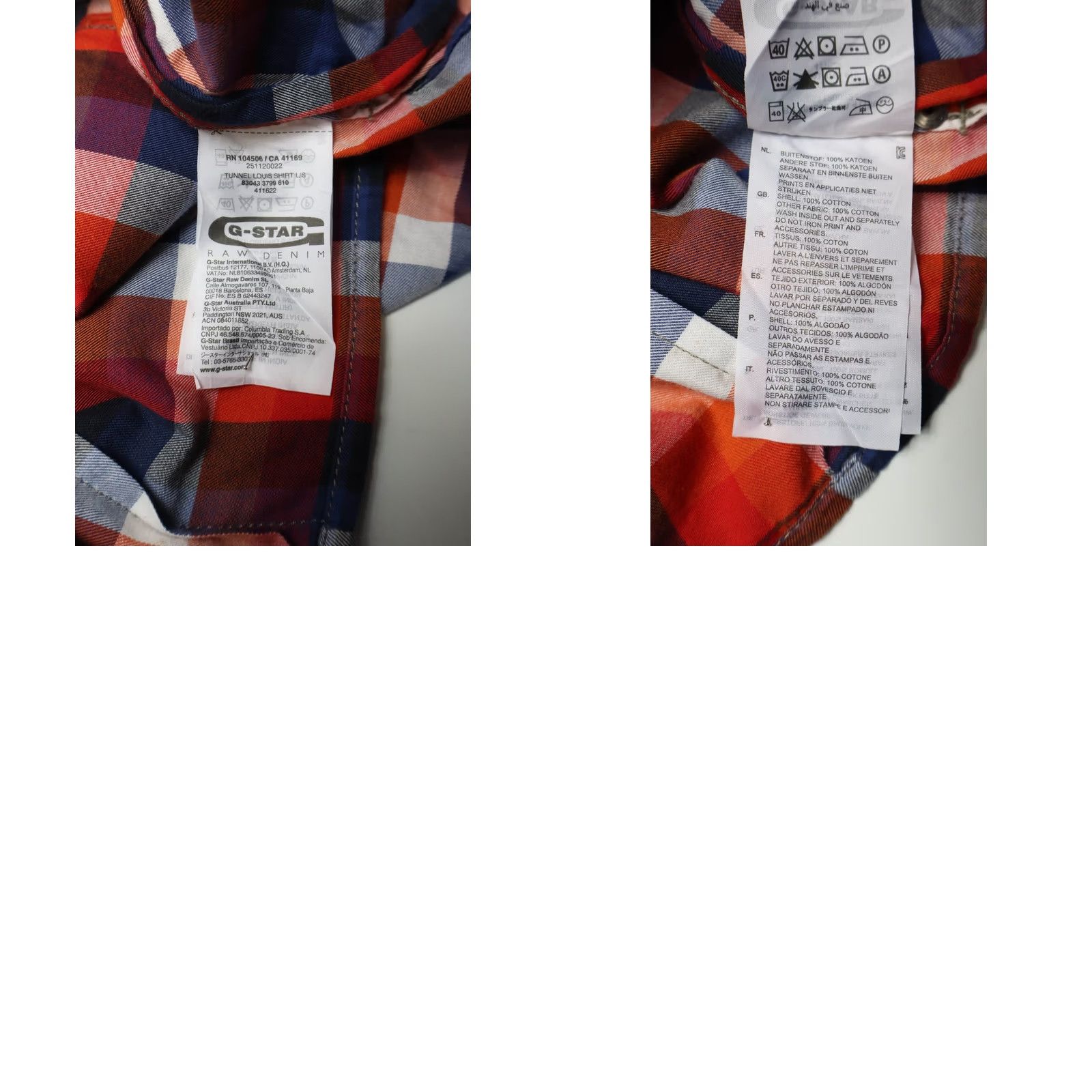 G-Star G-STAR Tunnel Louis Shirt Men's LARGE Red/Blue Checked Pocket Logo Size US L / EU 52-54 / 3 - 8 Thumbnail