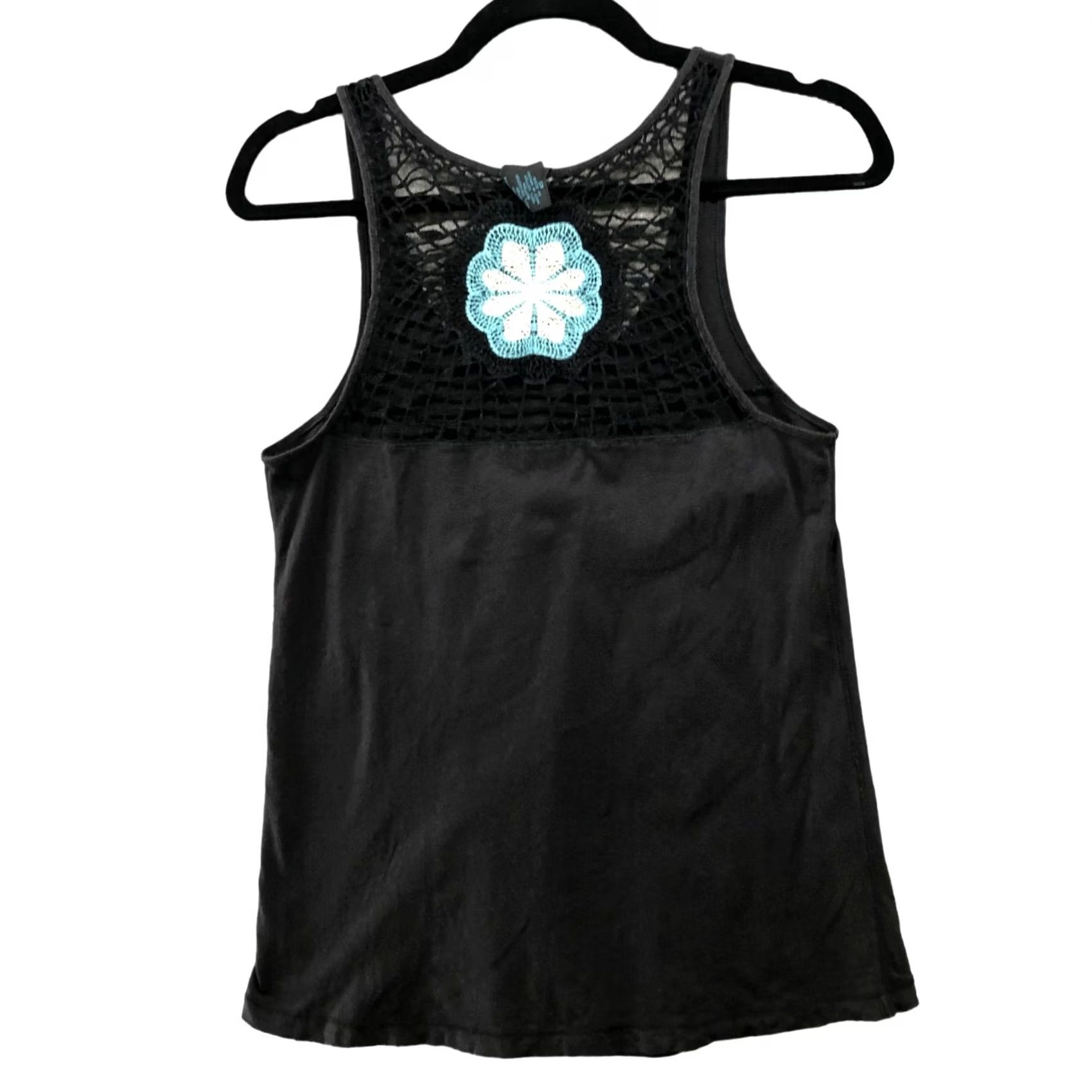 Lucky Brand VINTAGE Lucky Brand Tank Top Womens XS Crochet Embroidered Boho Black Lightweight Size XS / US 0-2 / IT 36-38 - 2 Thumbnail
