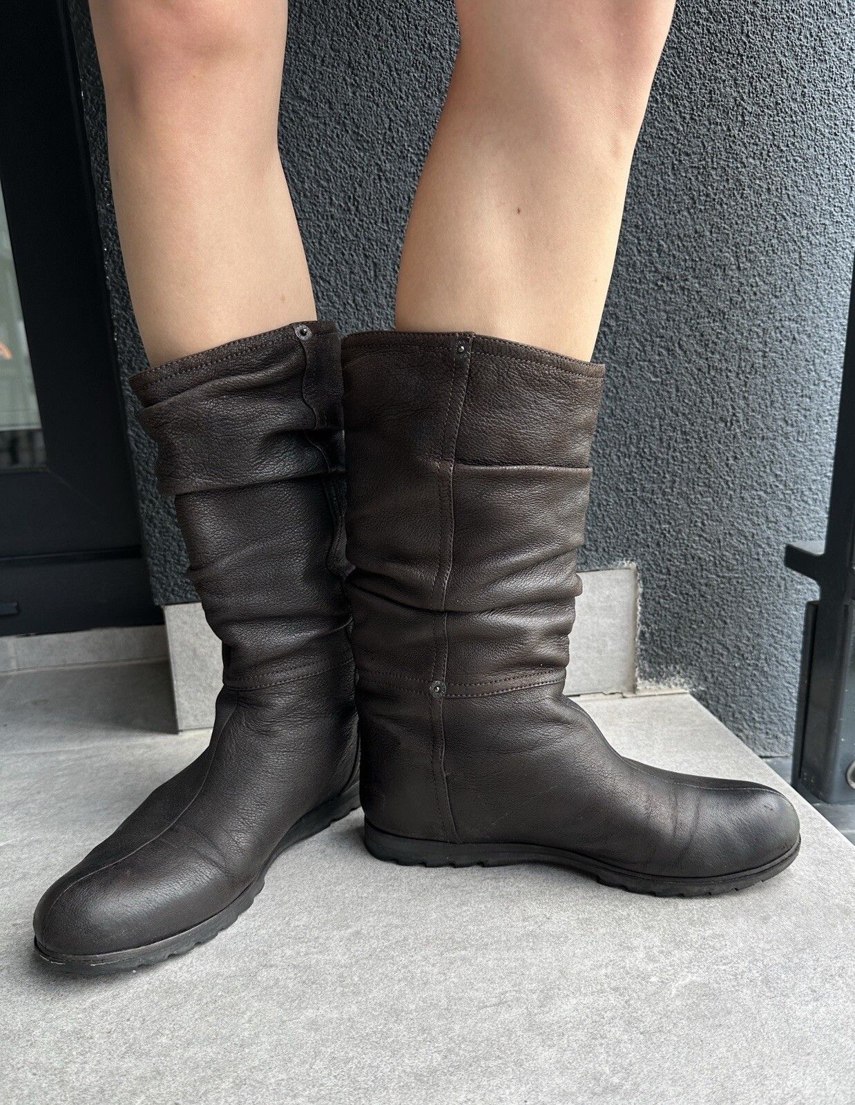 Prada Prada Womens Brown Leather Mid-calf Boots Size 38.5 Size US 8.5 / IT 38.5 - 4 Thumbnail