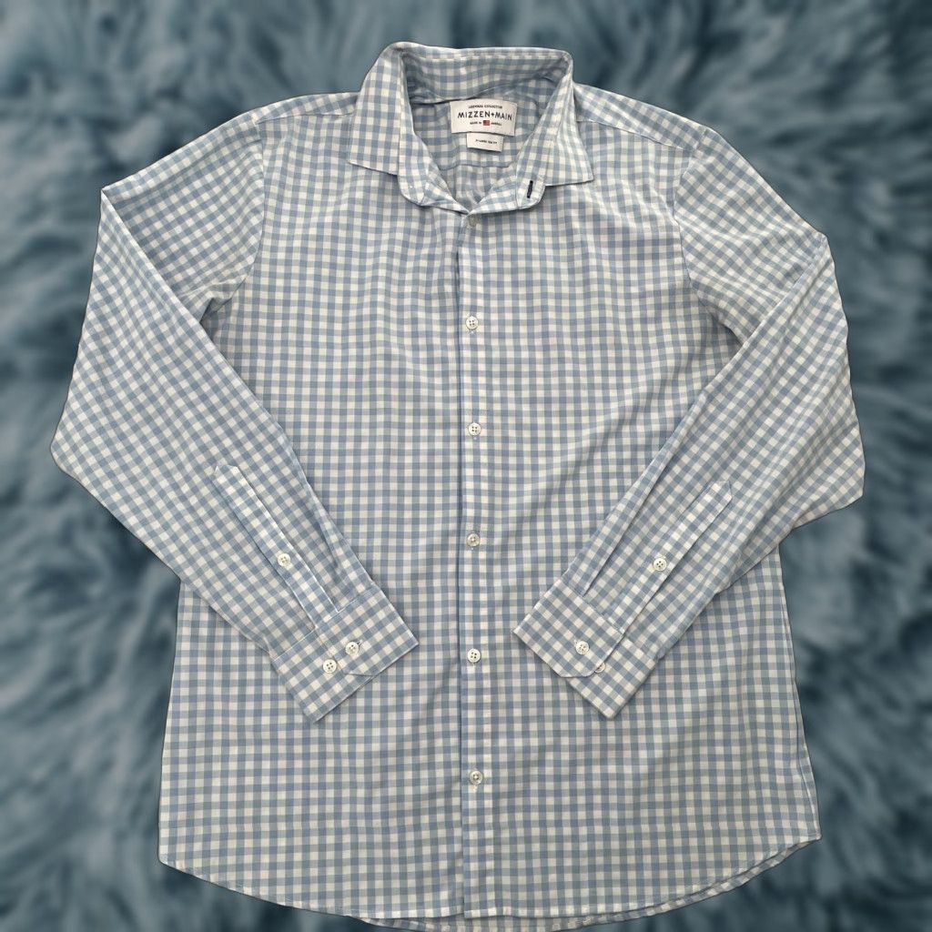 Mizzen+Main Mizzen+Main Shirt Adult XL Blue Checkered Button Up Mens XL Casual Classic Button-Up Size US XL / EU 56 / 4 - 1 Thumbnail