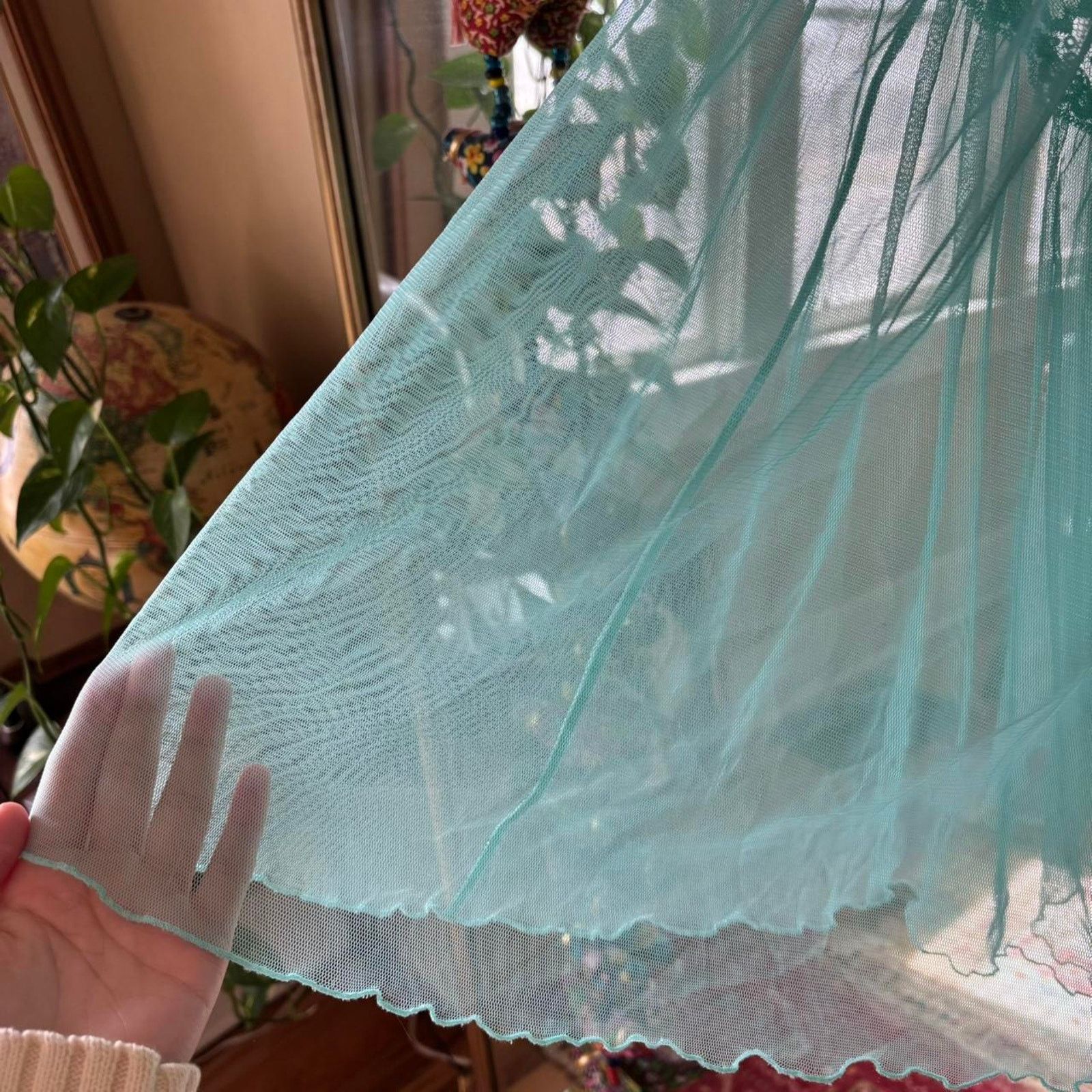 Other Aquamarine Lace Sheer Lingerie Halter Nightie Sexy Fairycore Size ONE SIZE - 4 Thumbnail
