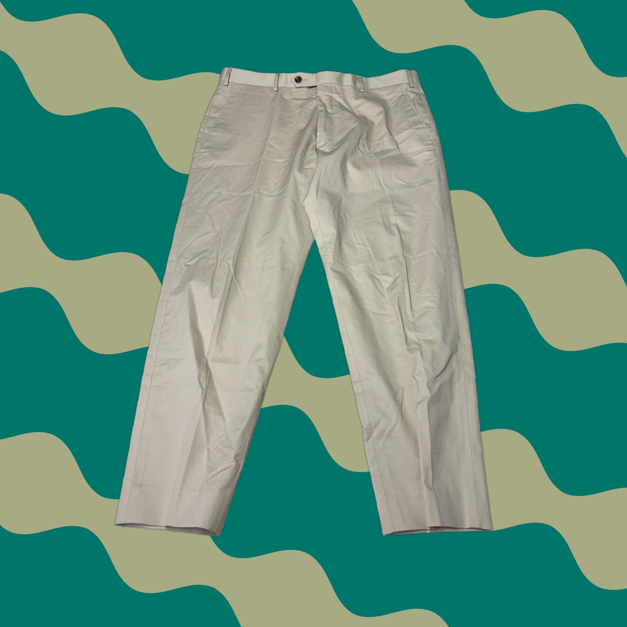 Vintage Wolf vs Goat Franco Chinos Mens 34X26 Beige Cotton Stretch Trousers Made Italy Size US 32 / EU 48 - 1 Thumbnail